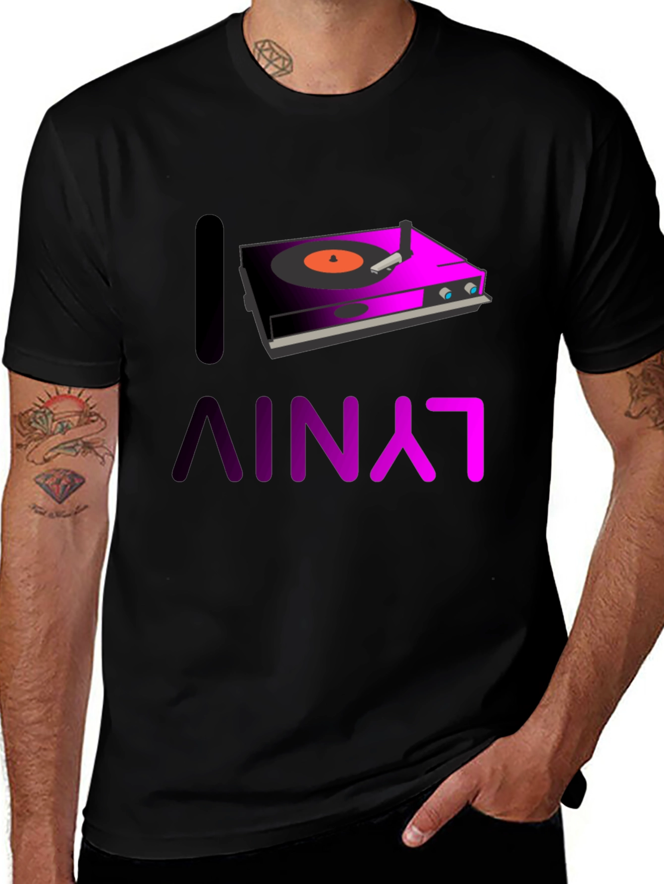 Variant 4 of I Love Vinyl Graphic Tee - DJ Music Shirt