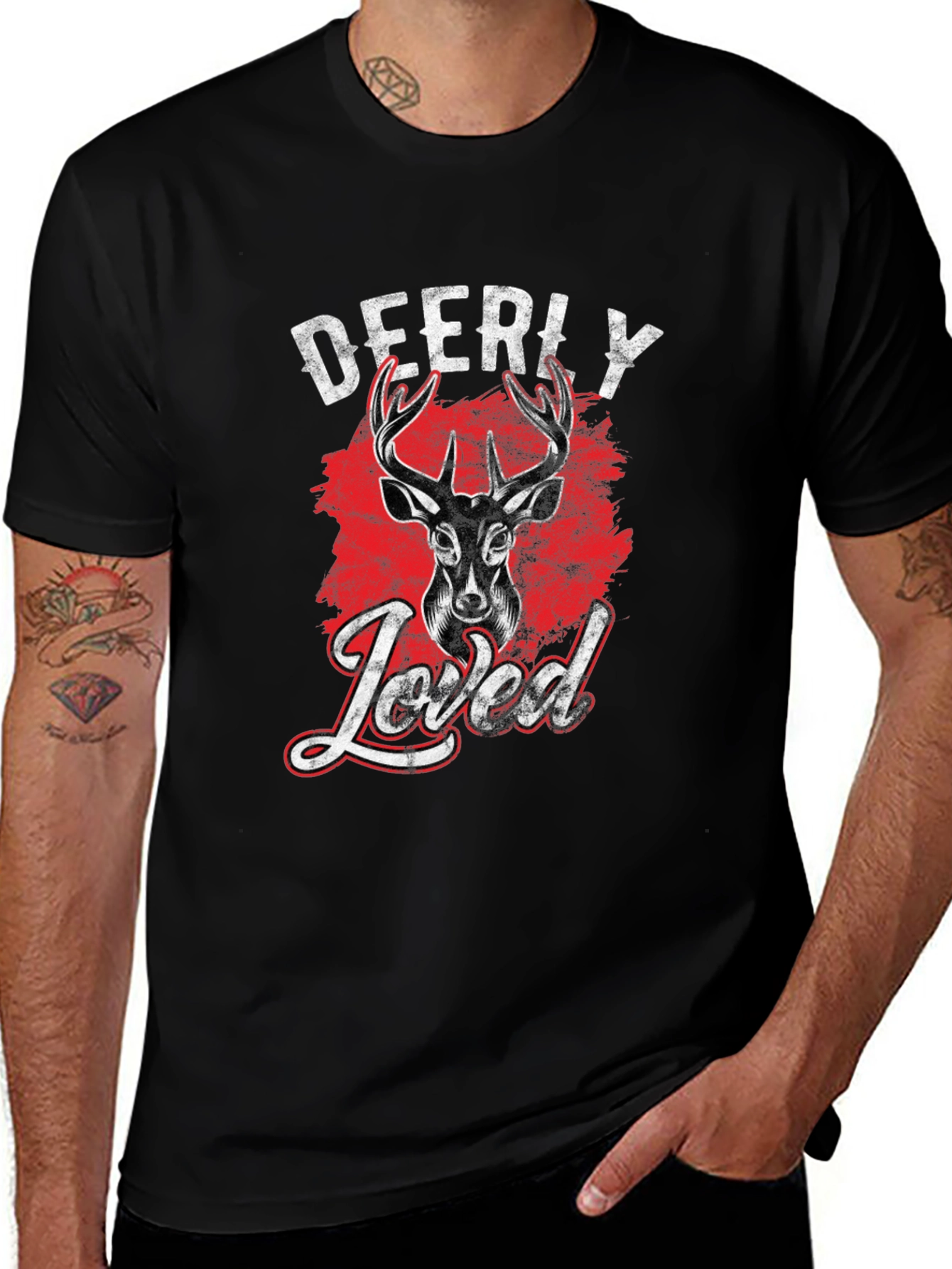 Variant 18 of Deerly Loved Graphic Tee - Black Cotton T-Shirt