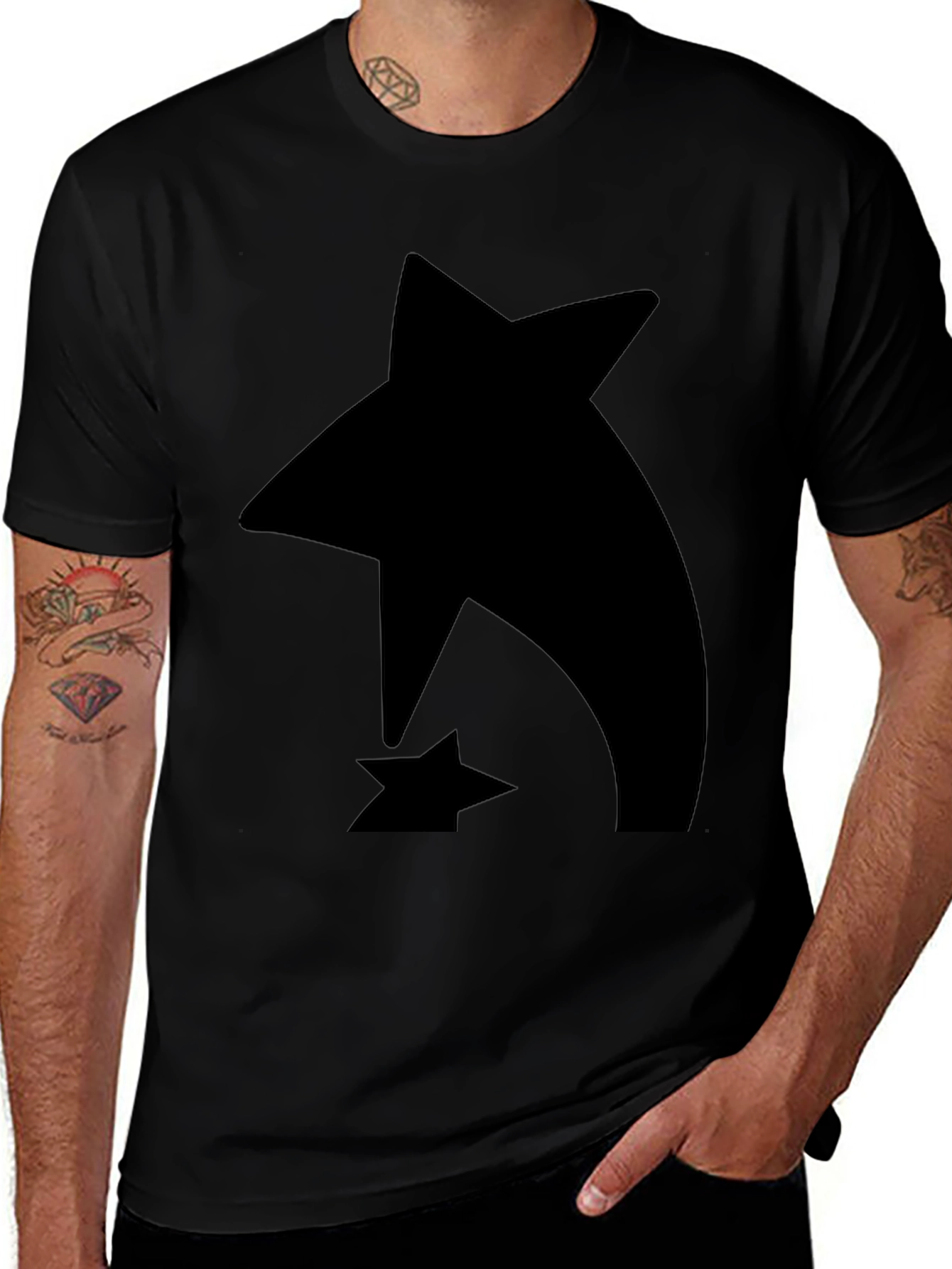 Variant 17 of Abstract Star Graphic Black T-Shirt
