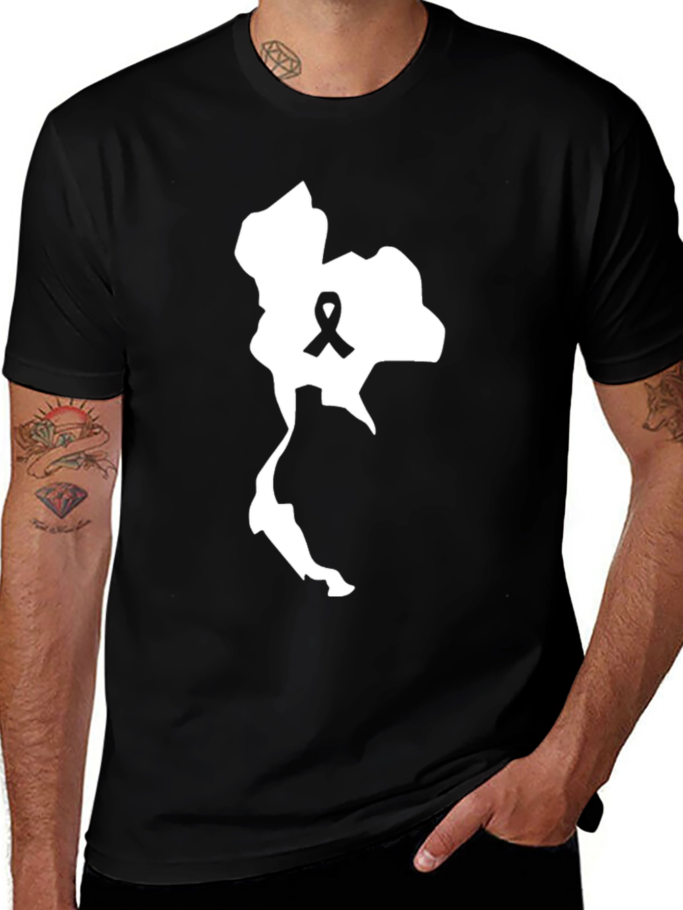 Variant 14 of Thailand Map Ribbon Awareness T-Shirt
