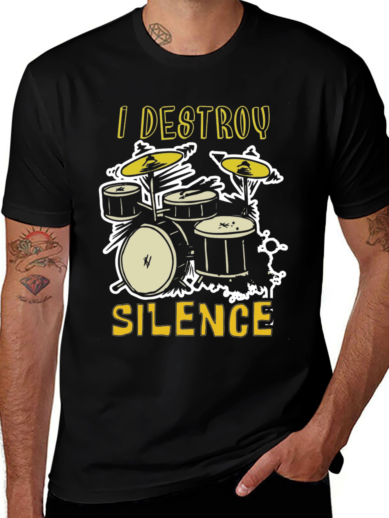 Variant 21 of I Destroy Silence Drum Set Graphic Tee