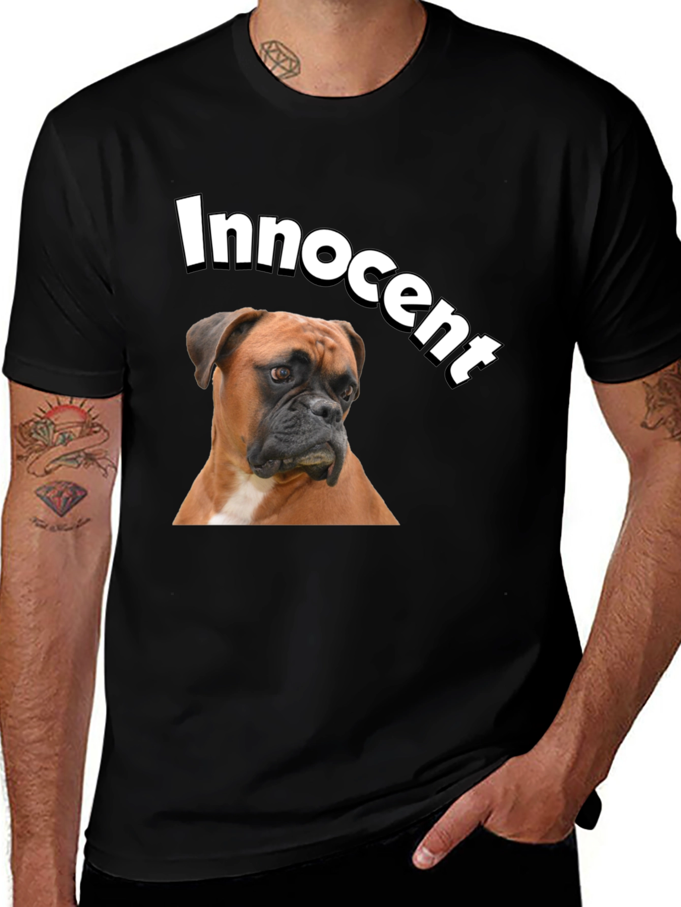 Variant 29 of Innocent Dog Graphic T-Shirt - Black Cotton Tee