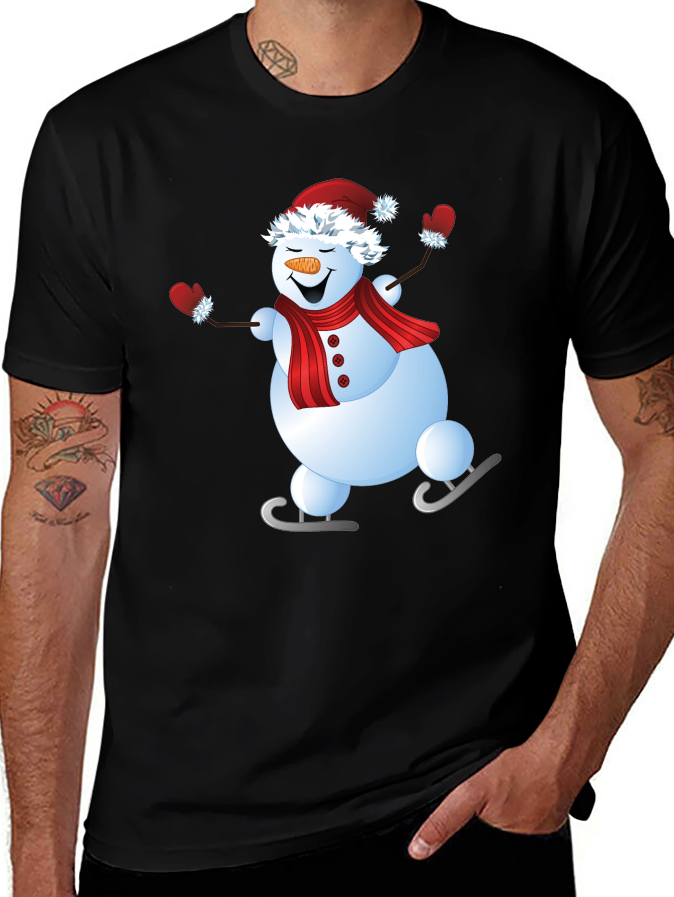 Variant 29 of Snowman Ice Skating Holiday Graphic Tee