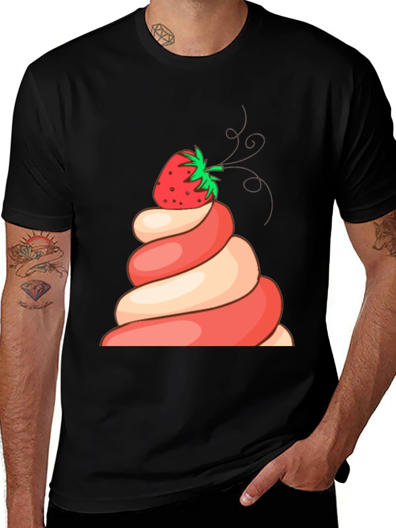 Variant 7 of Strawberry Swirl Dessert Graphic T-Shirt