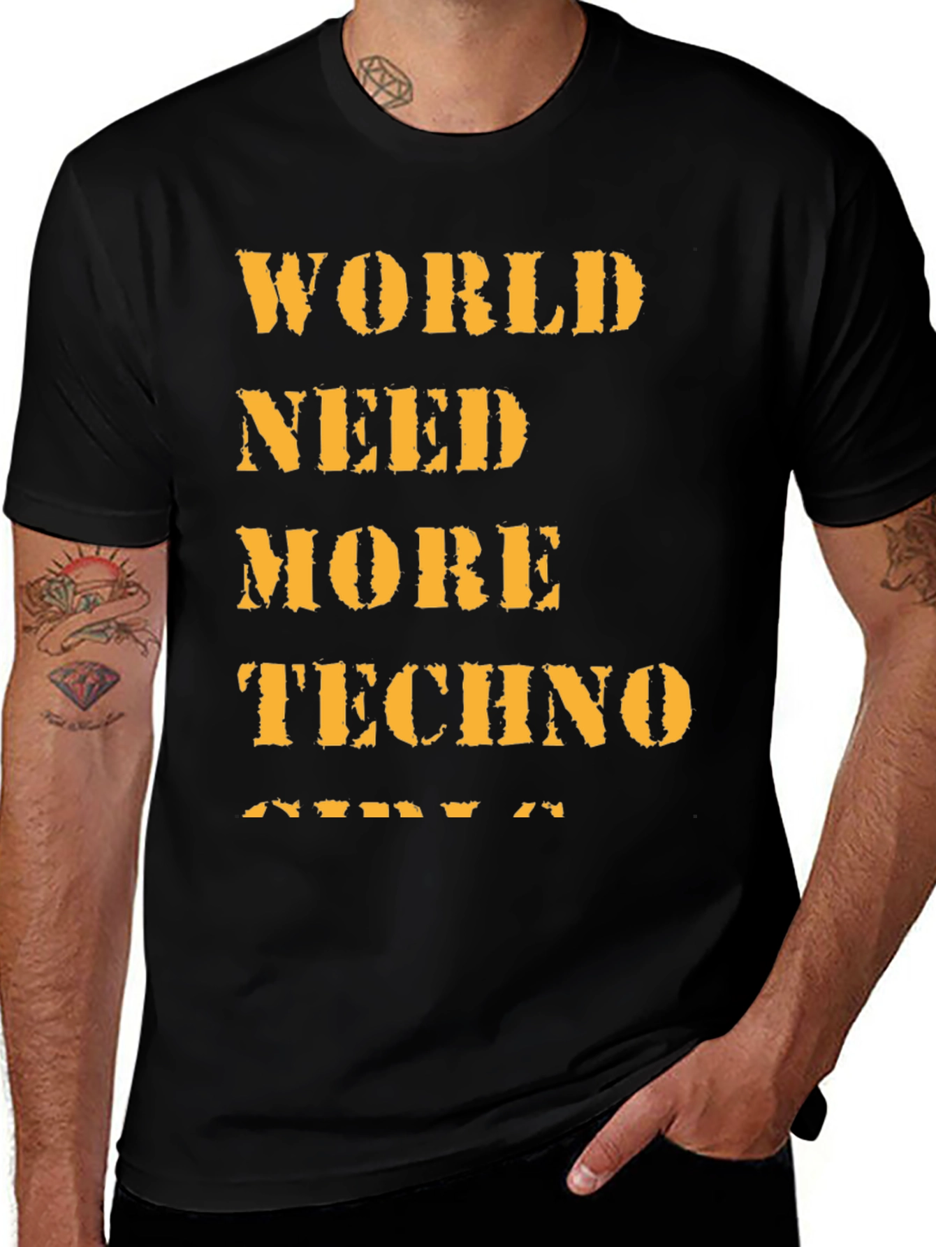 Variant 13 of World Need More Techno Black T-Shirt