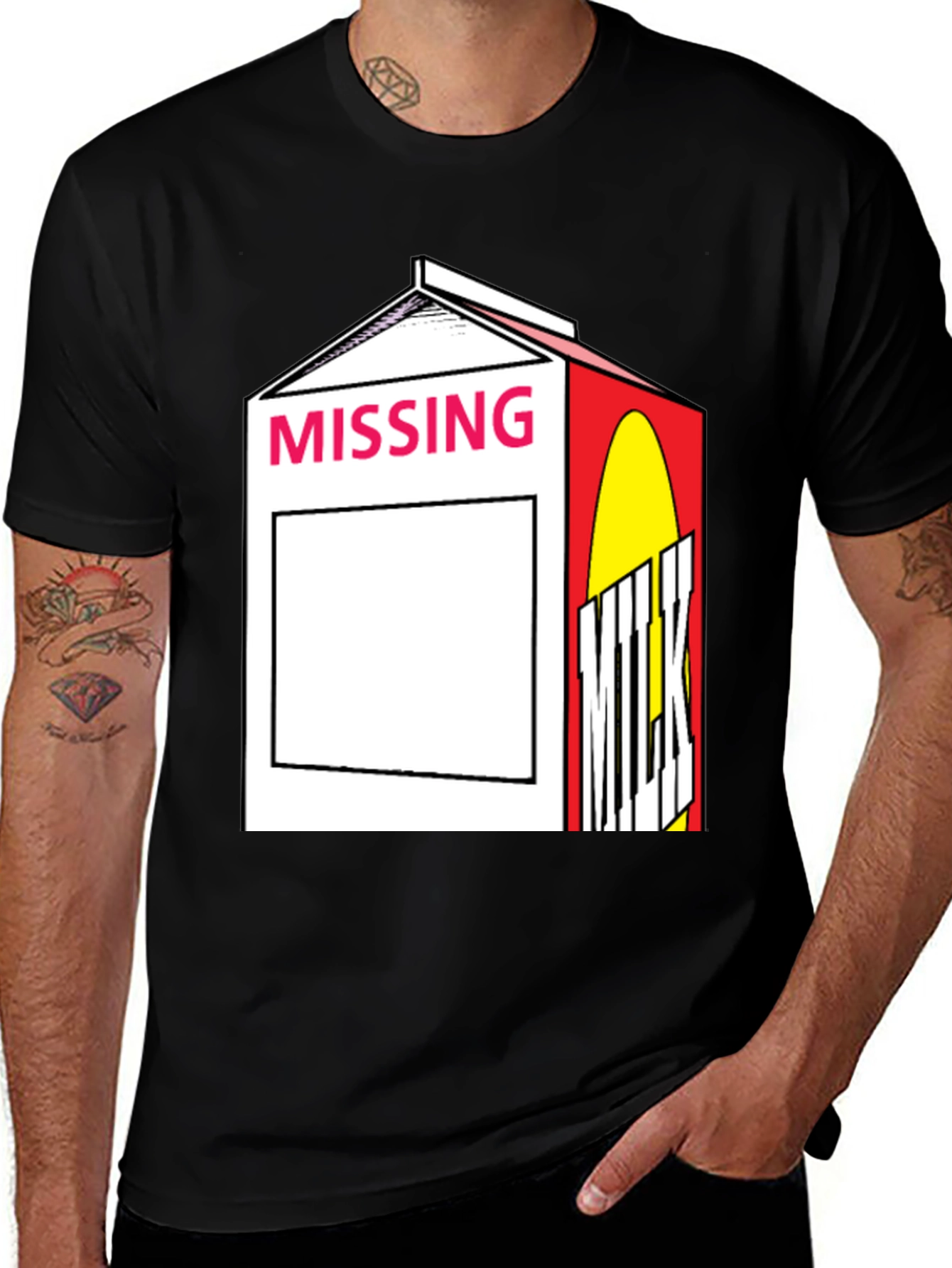 Variant 6 of Missing Milk Carton Graphic Tee - Quirky Novelty T-Shirt