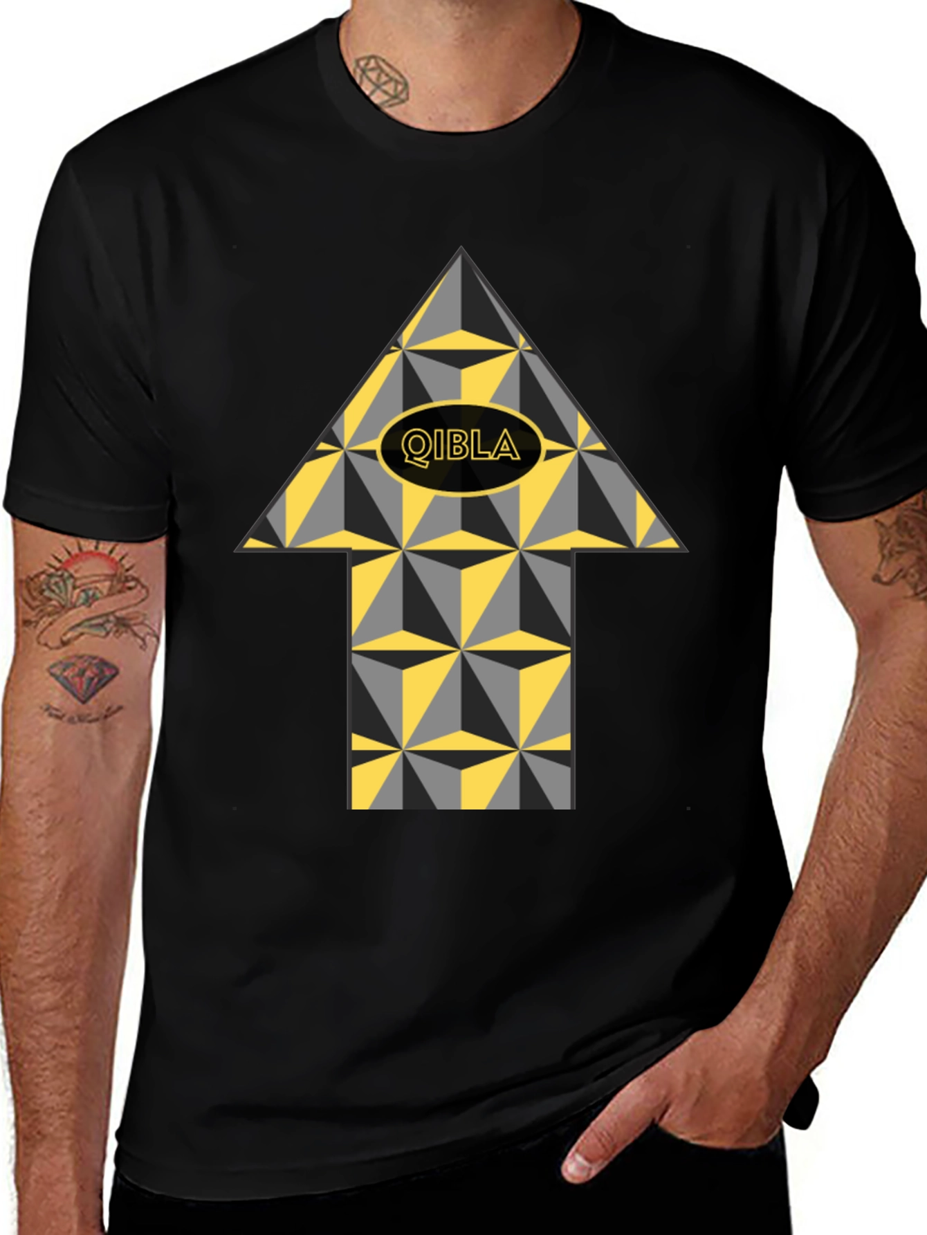 Qibla Arrow T-Shirt - Stylish Directional Design