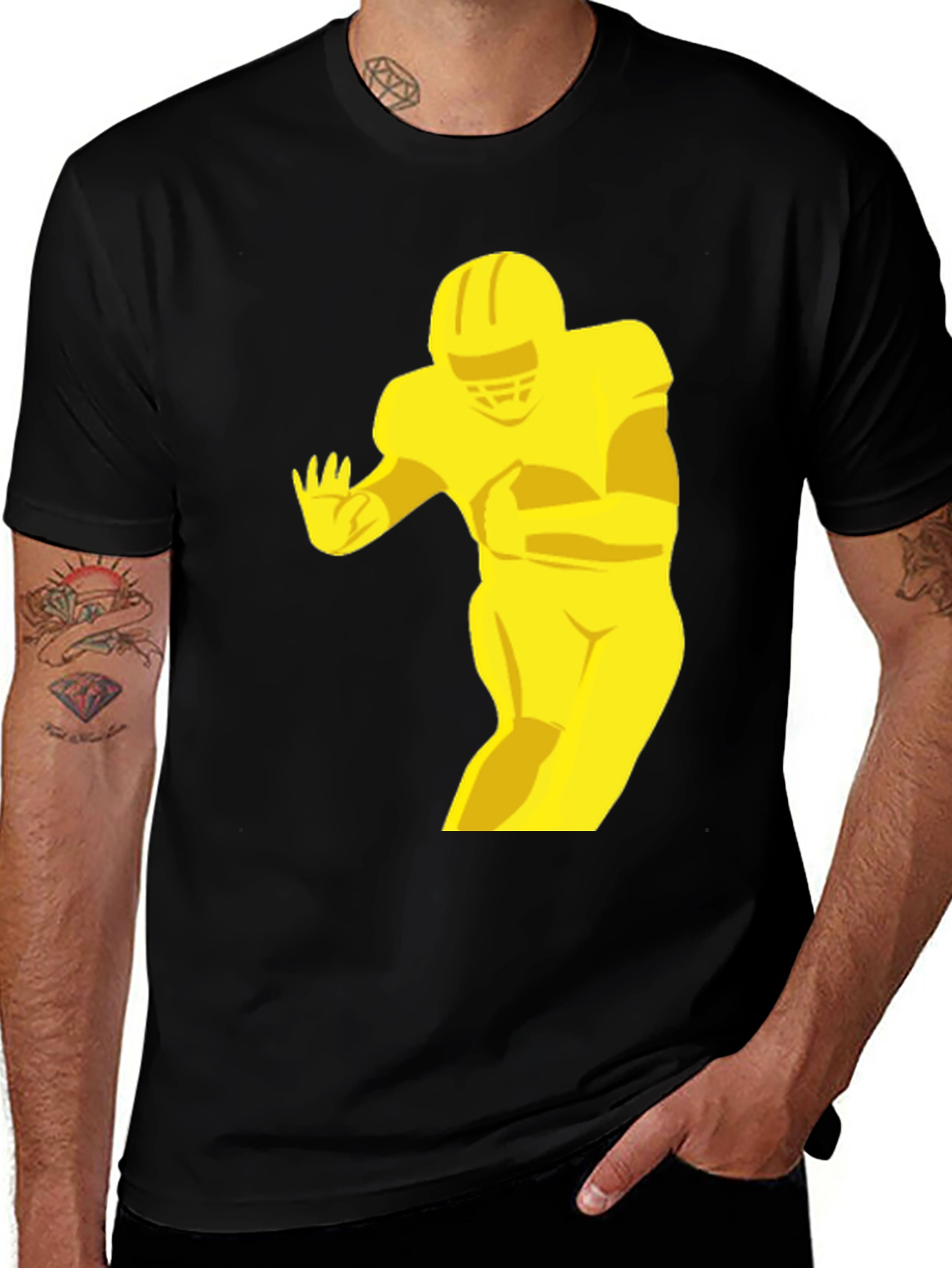 Variant 13 of Football Player Graphic Tee - Black Cotton T-Shirt