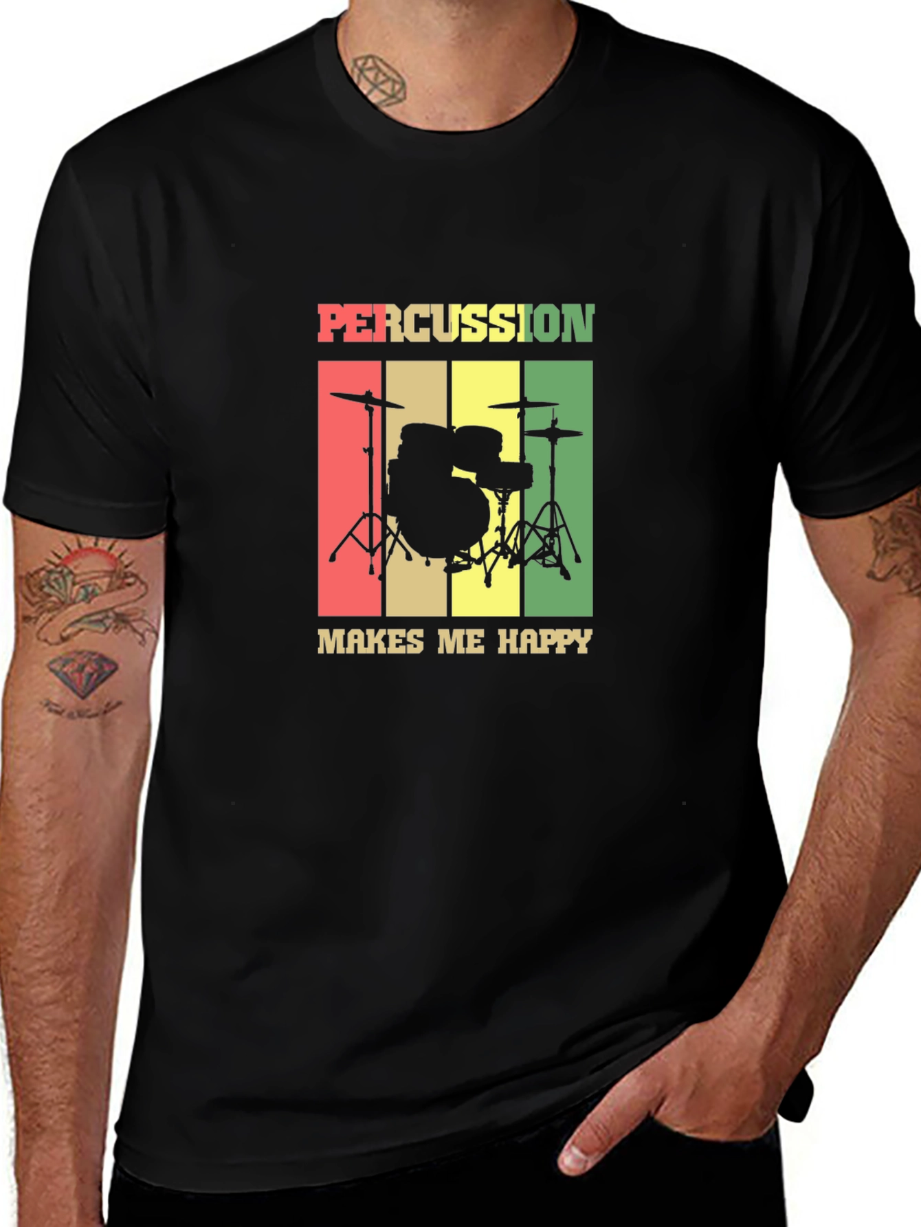 Variant 30 of Percussion Makes Me Happy T-Shirt - Musician Tee