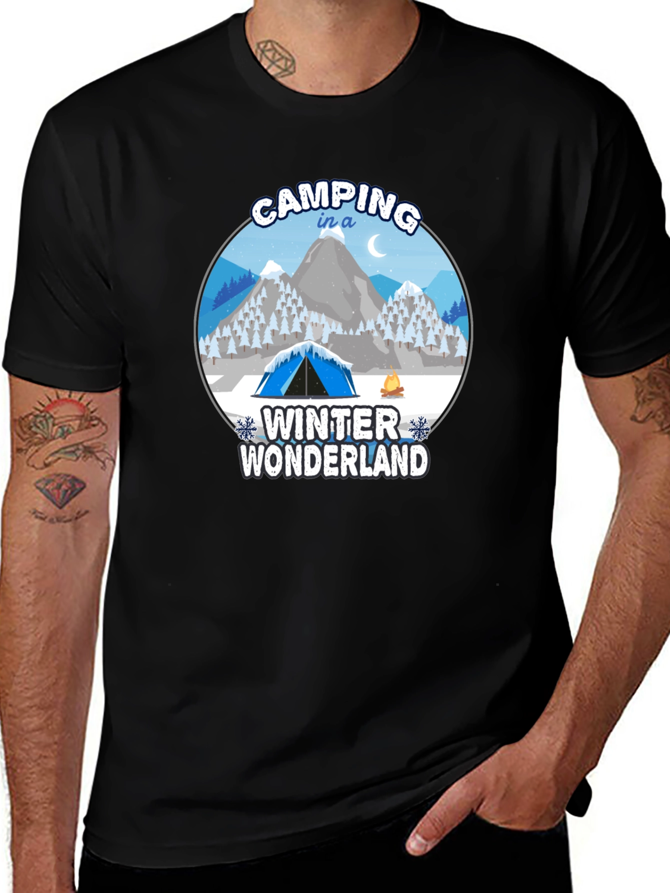 Variant 9 of Camping in a Winter Wonderland Black T-Shirt