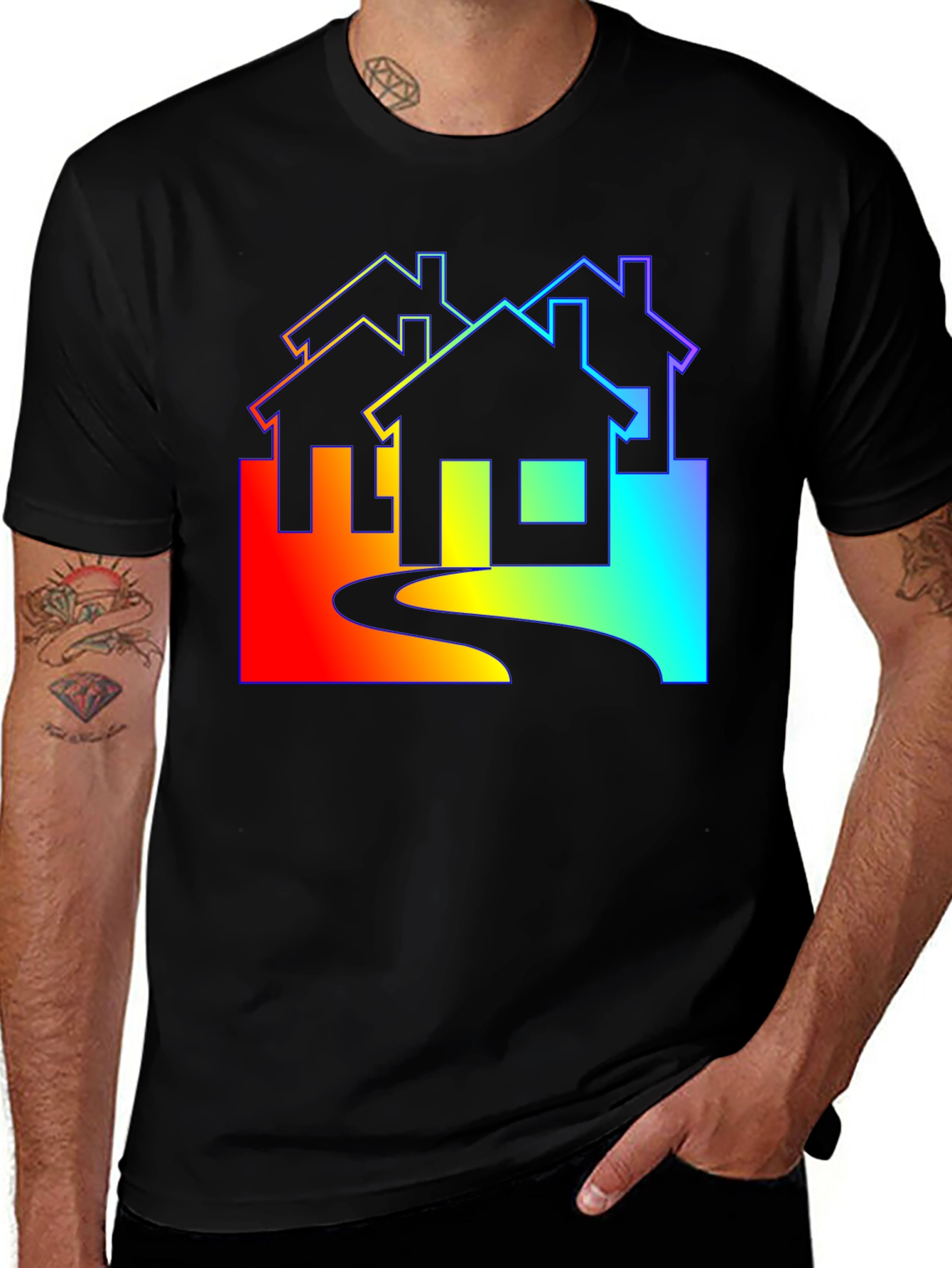 Variant 30 of Rainbow Houses Graphic Tee