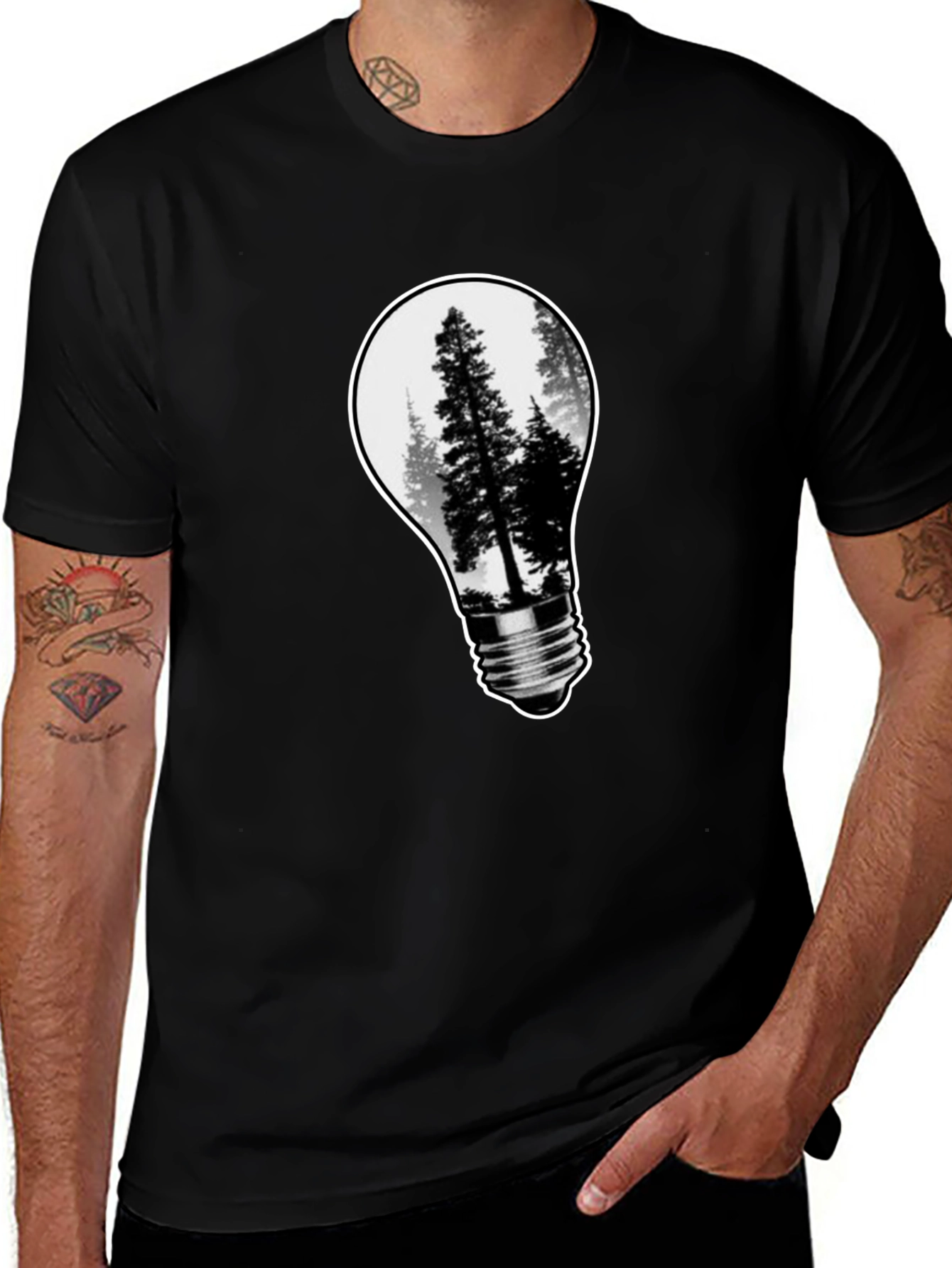 Variant 2 of Nature Bulb Men's Black Graphic Tee