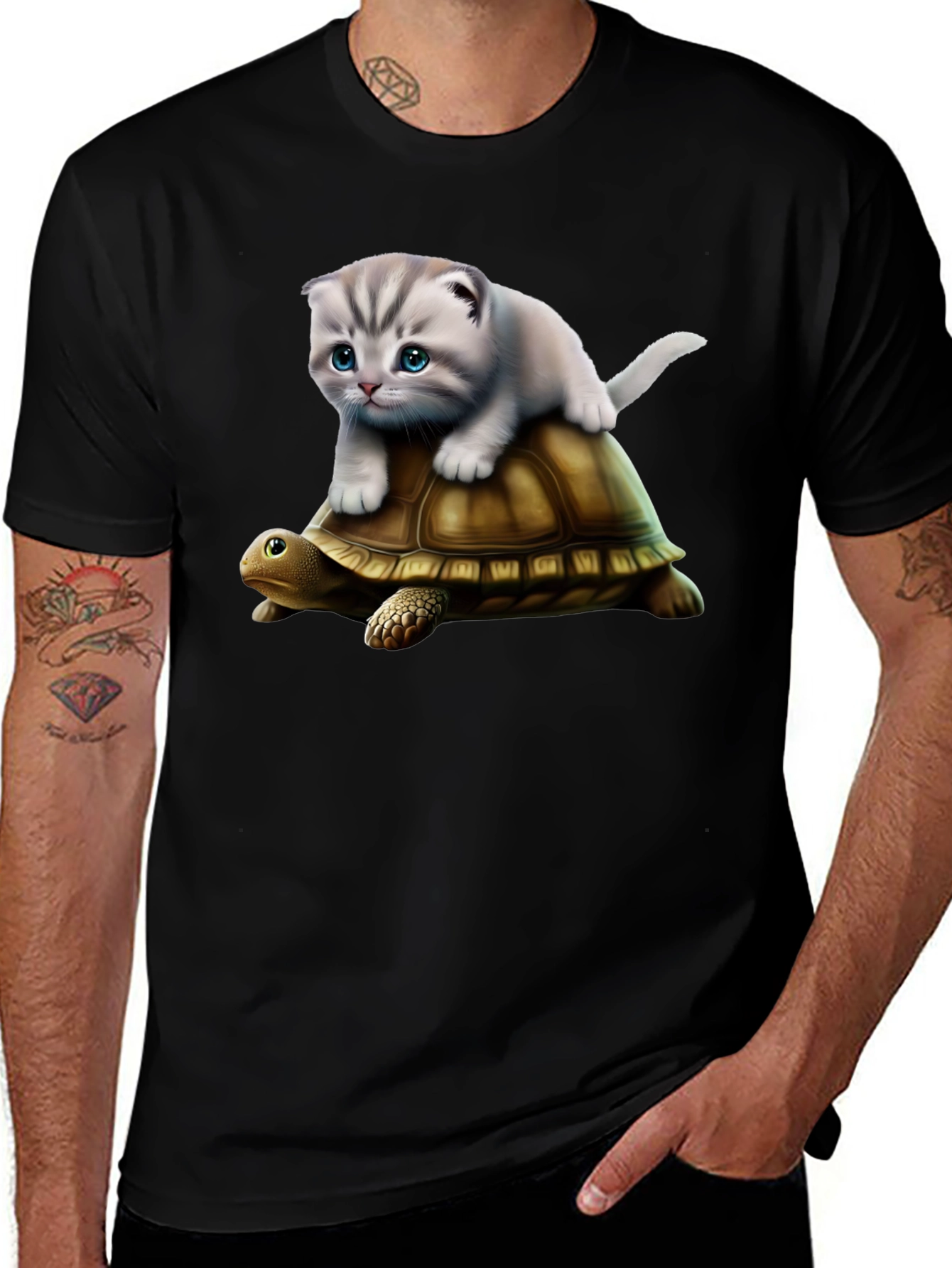Variant 7 of Cat Riding Turtle T-Shirt - Funny Graphic Tee