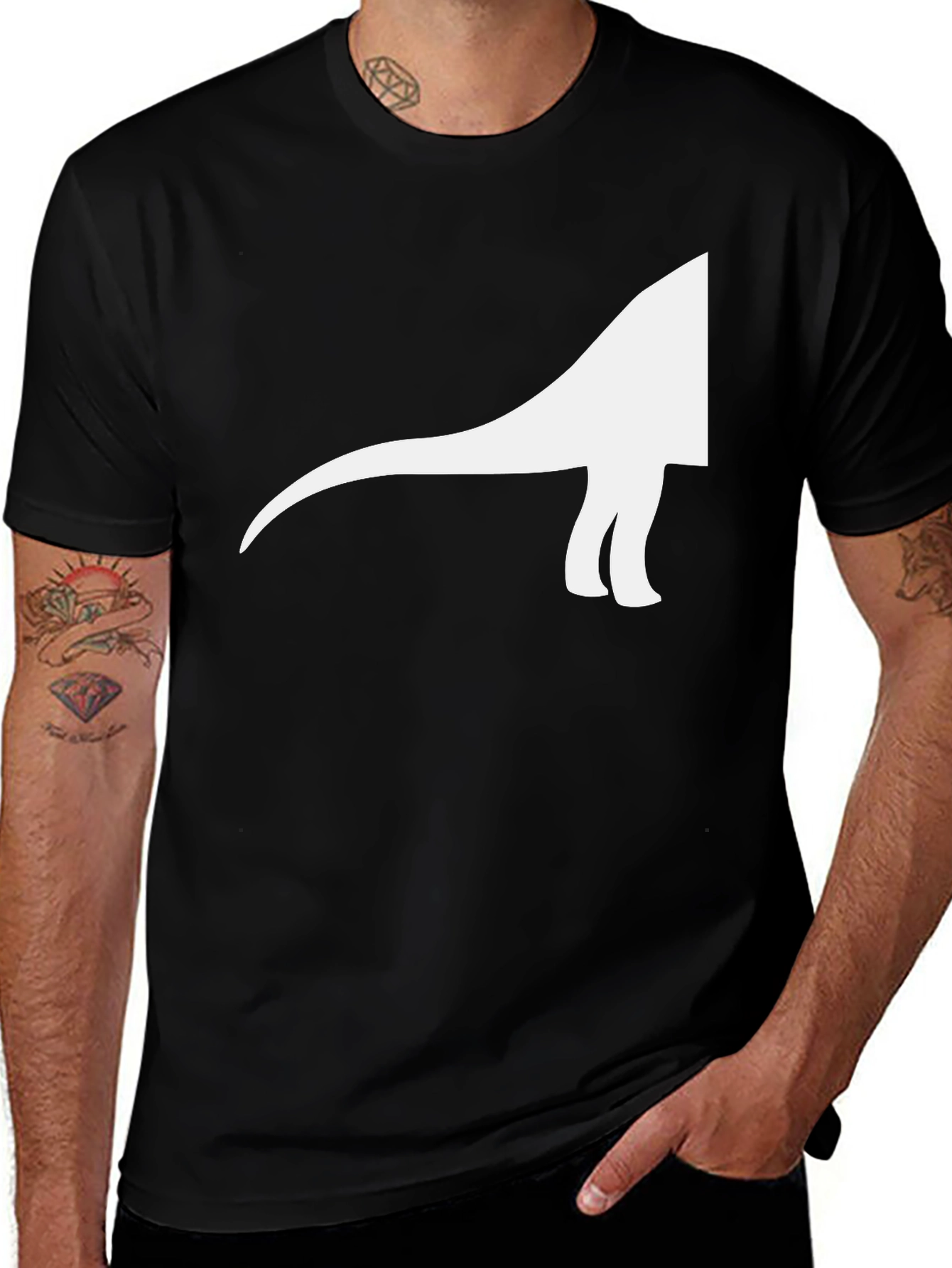 Dino Silhouette Graphic Tee - Casual Cool Black T-Shirt