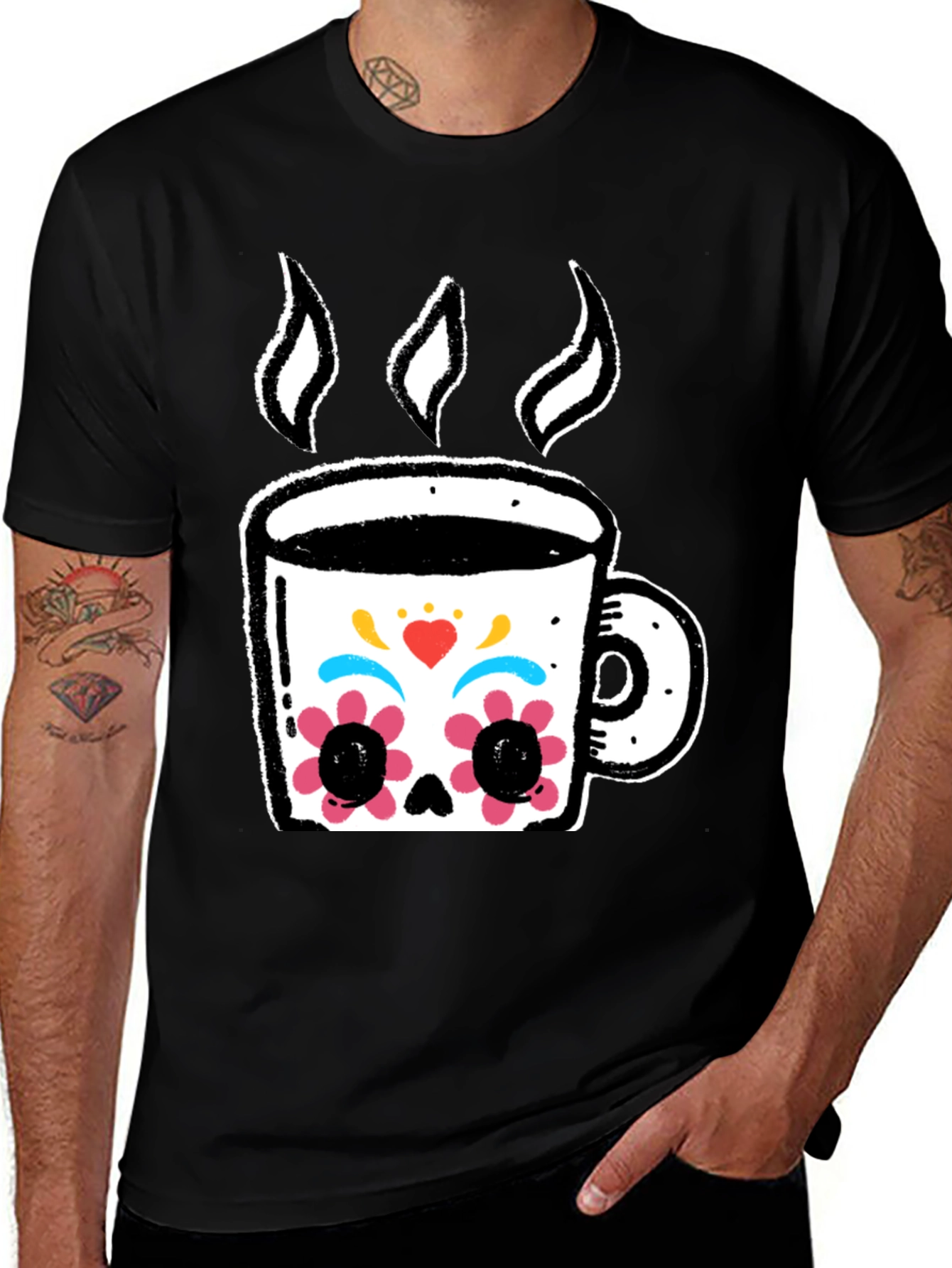 Variant 11 of Sugar Skull Coffee T-Shirt - Dia de los Muertos Style