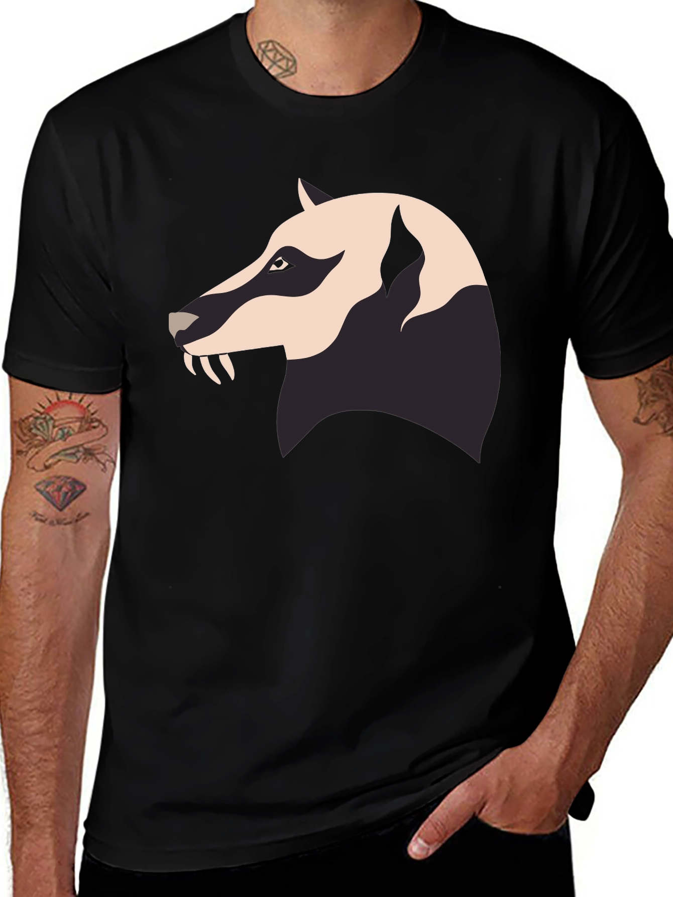 Black Badger Graphic Tee - Men's Black Crew Neck main image