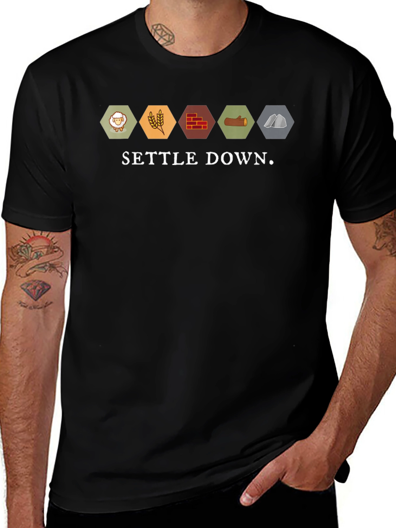 Variant 9 of Settle Down Catan Resource T-Shirt