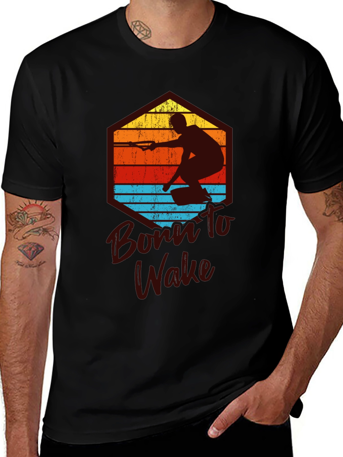 Variant 2 of Born to Wake T-Shirt - Water Sports Graphic Tee