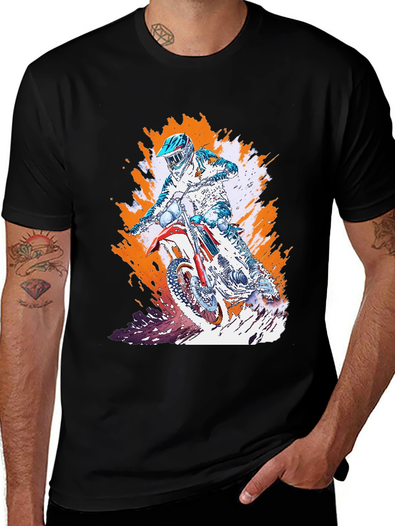Variant 22 of Motocross Rider Graphic Tee - Black