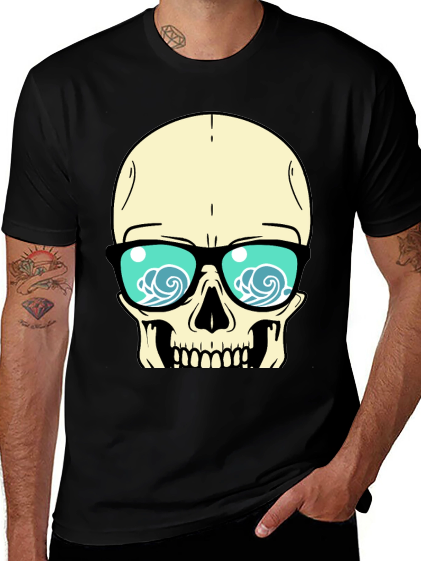 Variant 26 of Skull with Sunglasses Graphic Tee
