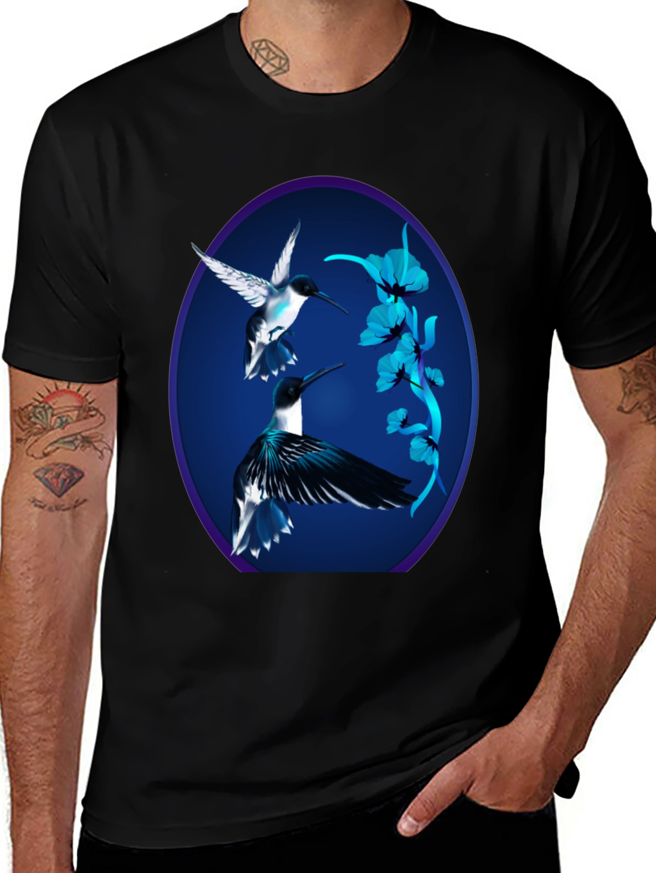 Variant 9 of Hummingbird Graphic Black Tee