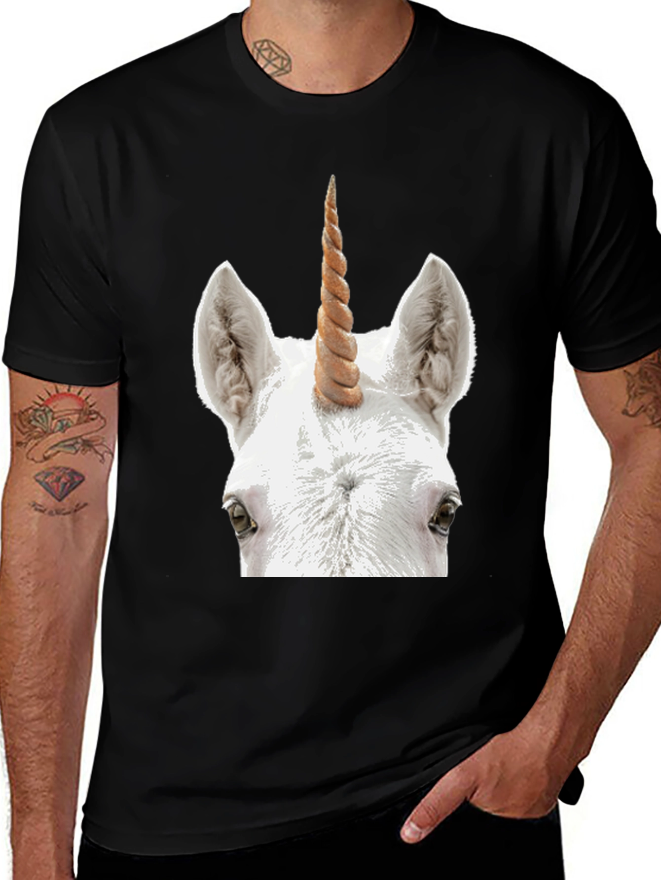 Variant 20 of Unicorn Graphic Tee - Men's Black T-Shirt