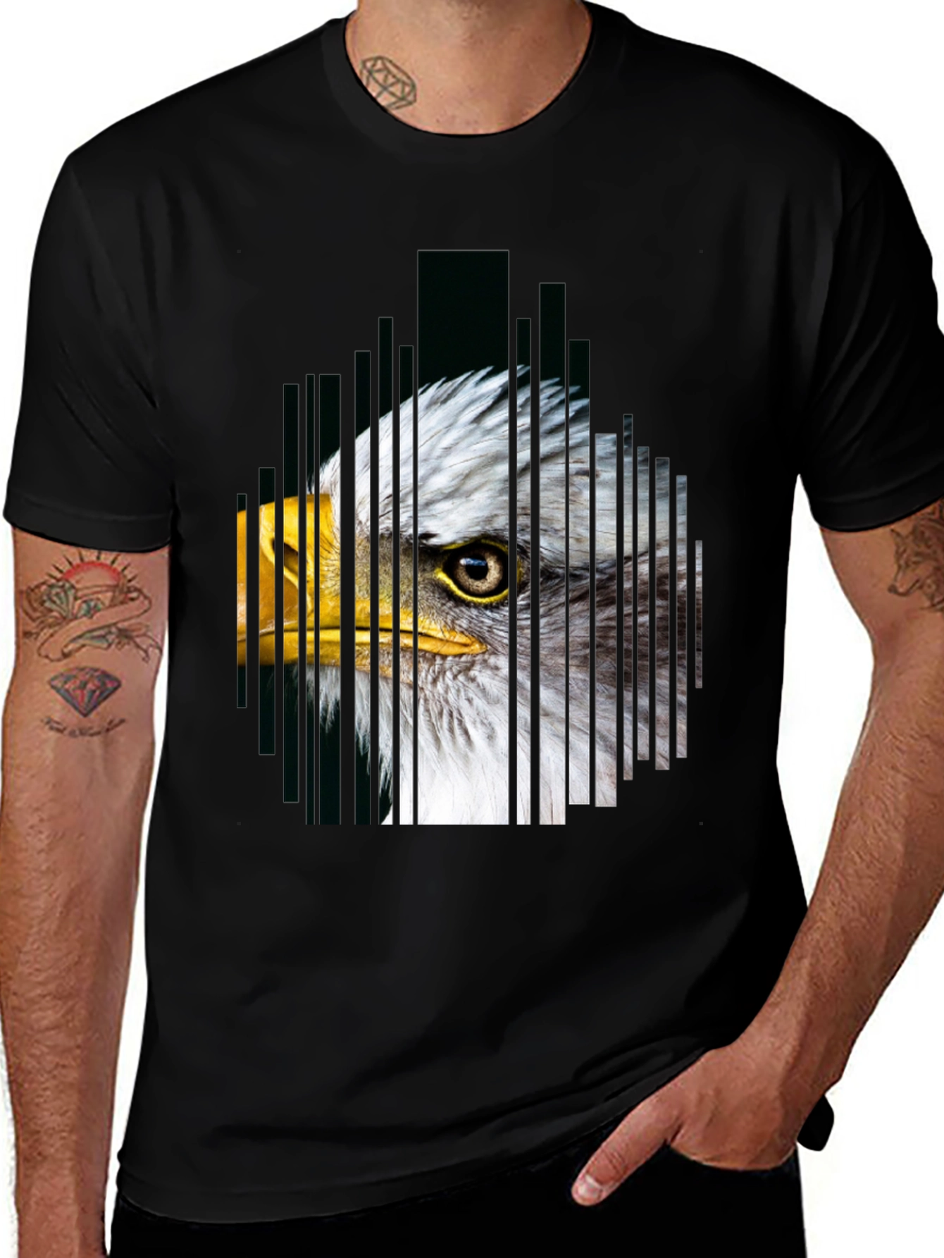 Variant 5 of Eagle Graphic Print T-Shirt - Men's Black Tee