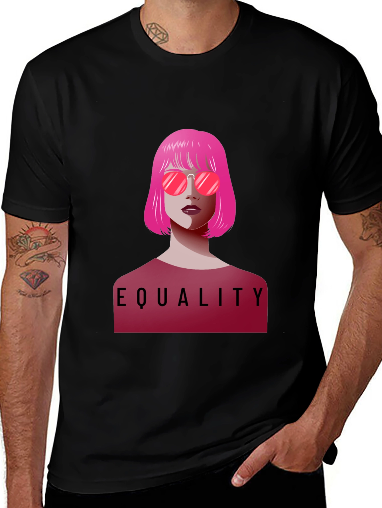 Variant 14 of Equality Graphic Tee - Pink Hair & Sunglasses