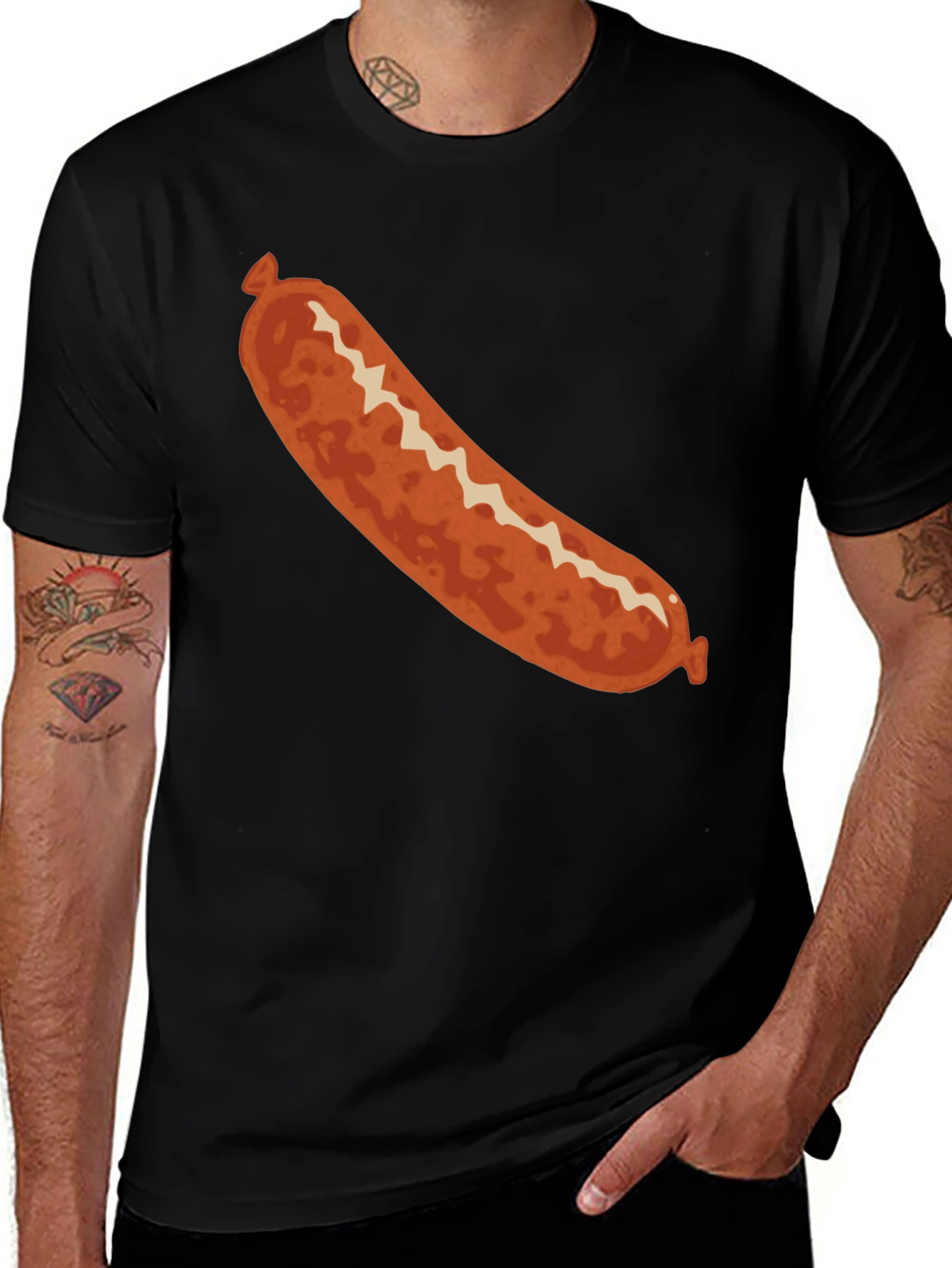 Variant 22 of Sausage Graphic Black T-Shirt
