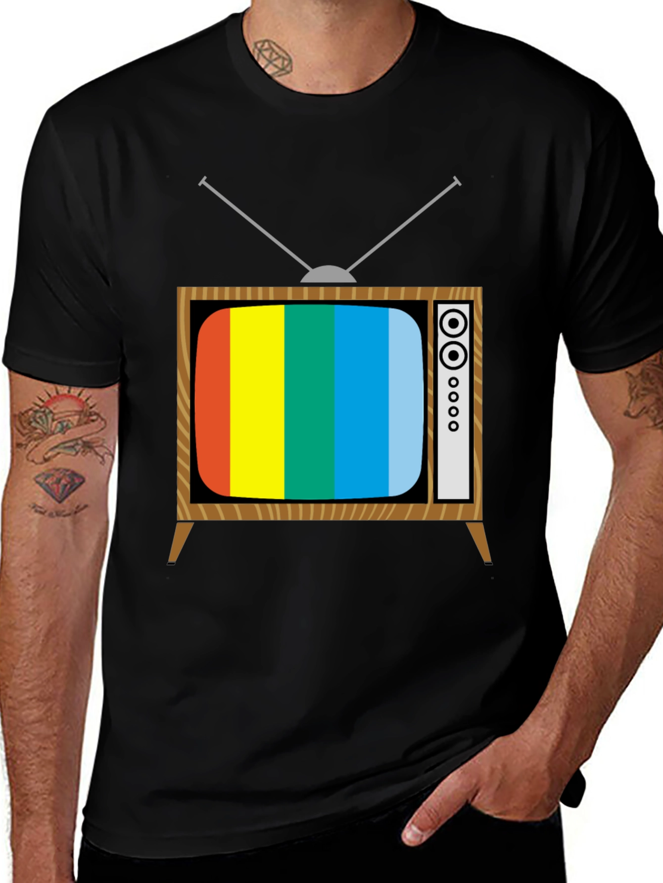 Retro TV Graphic Tee - Black Classic Television Shirt