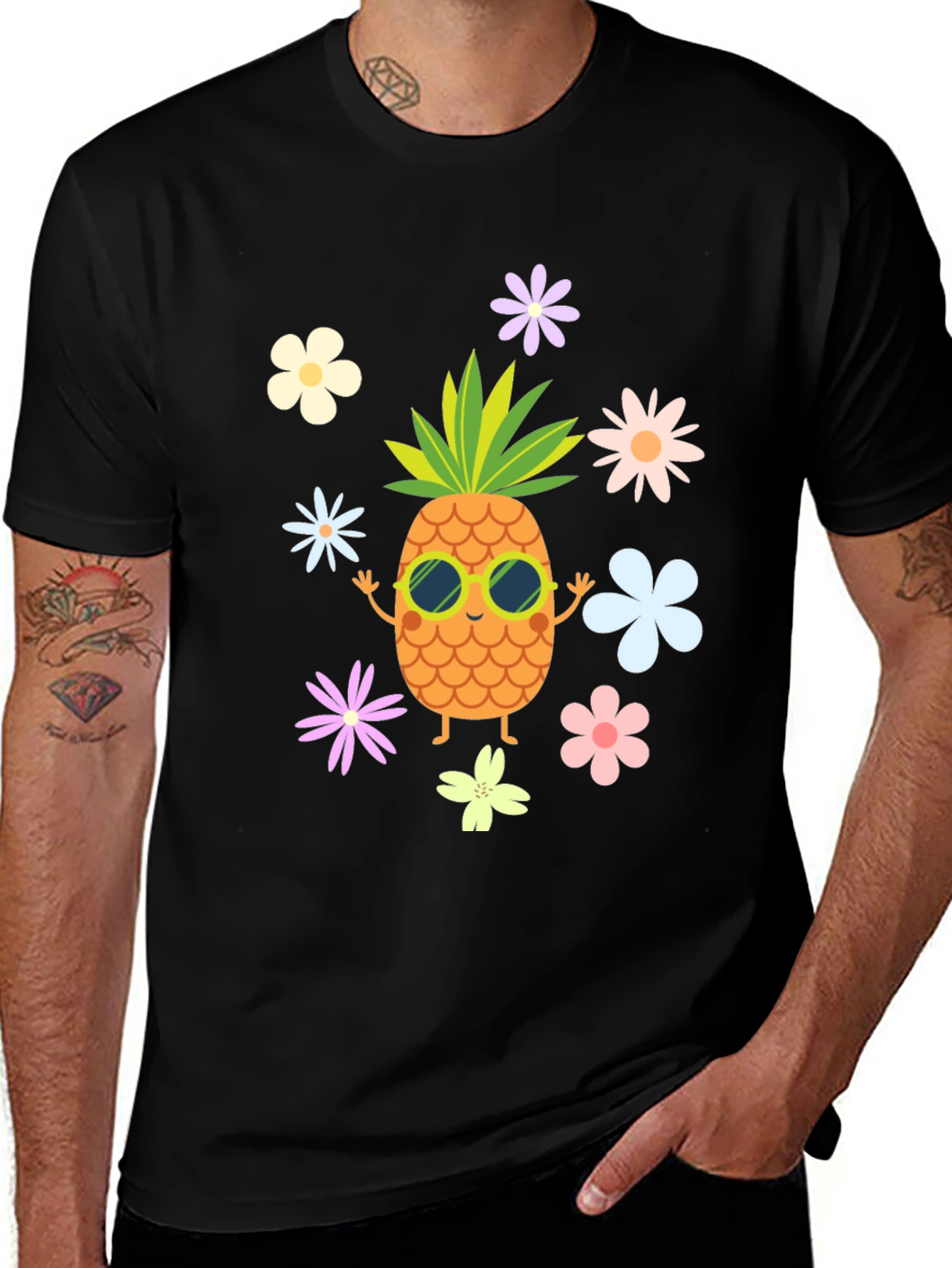Variant 8 of Tropical Pineapple Flower Graphic T-Shirt