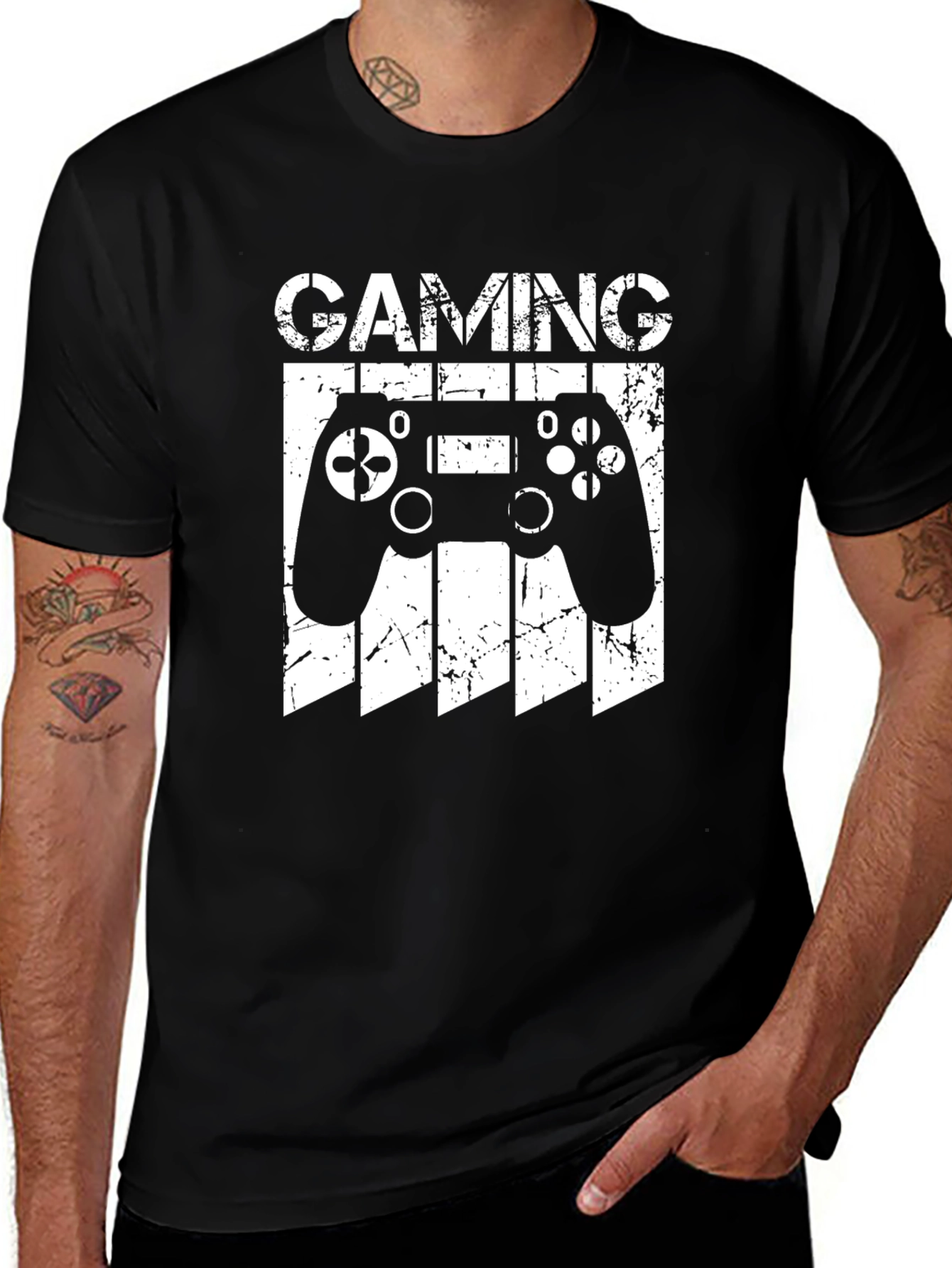 Variant 5 of Gaming Controller Graphic Tee - Black Cotton T-Shirt