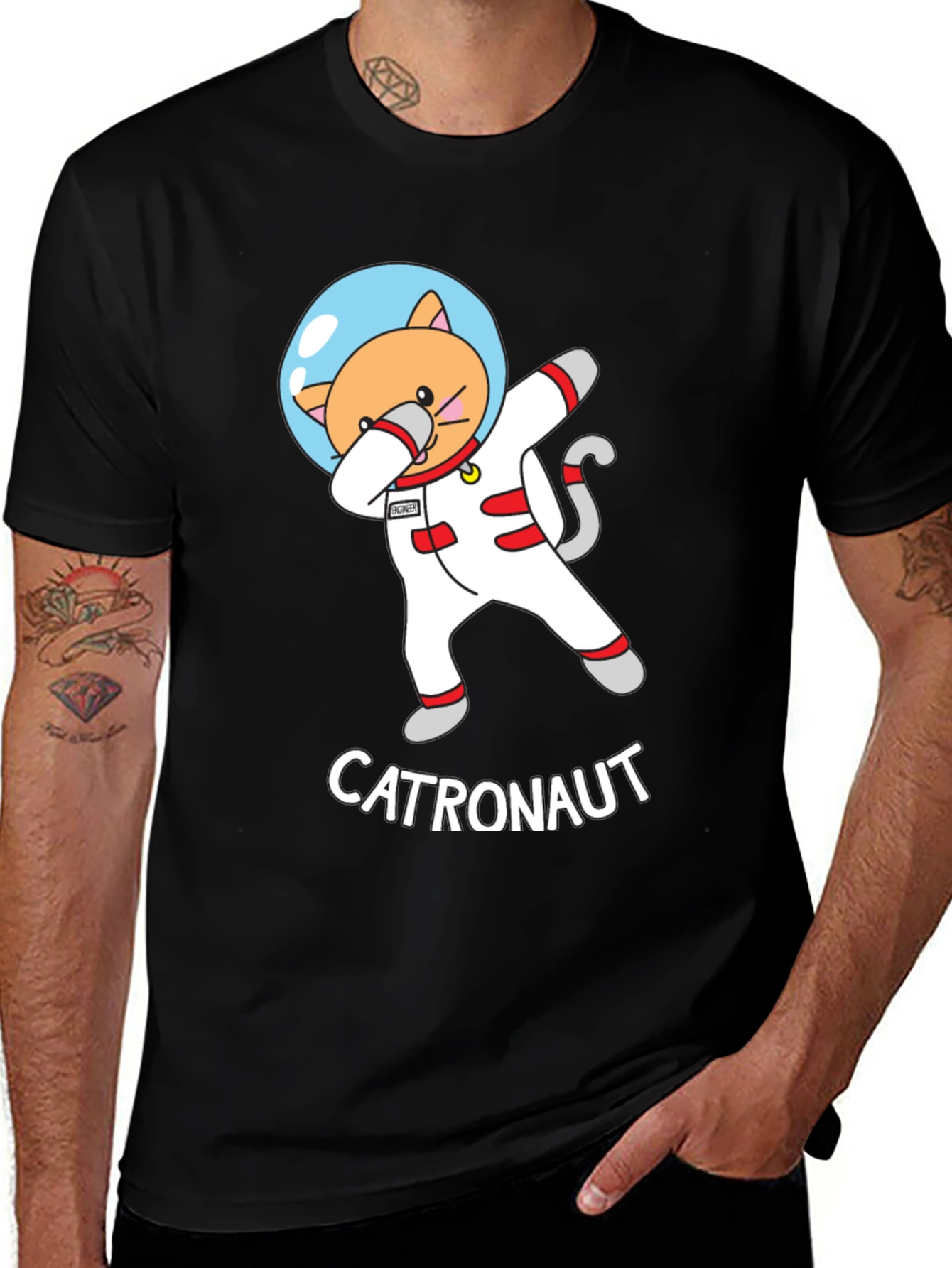 Variant 18 of Catronaut T-Shirt - Dabbing Cat Astronaut Design