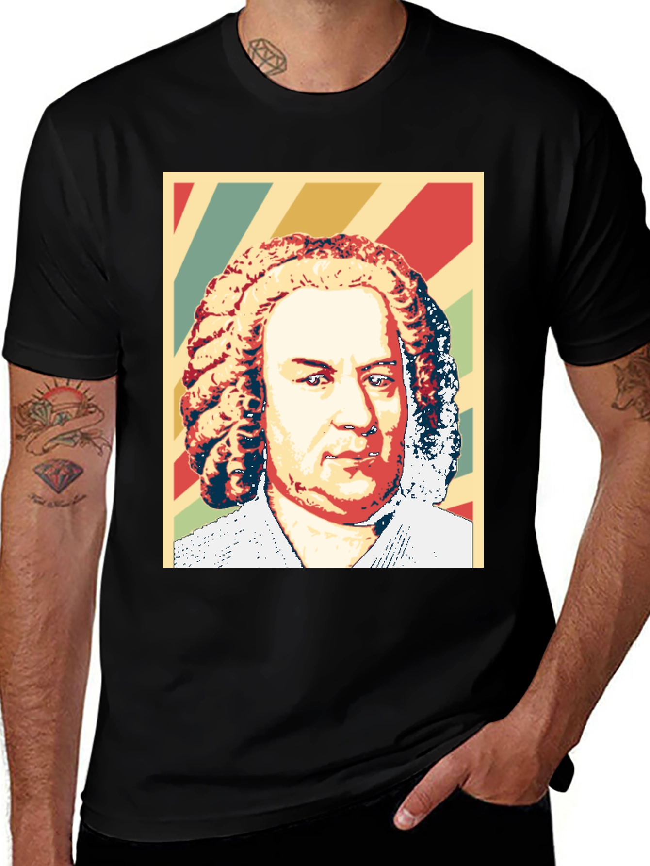 Variant 11 of Bach Portrait T-Shirt - Retro Music Tee