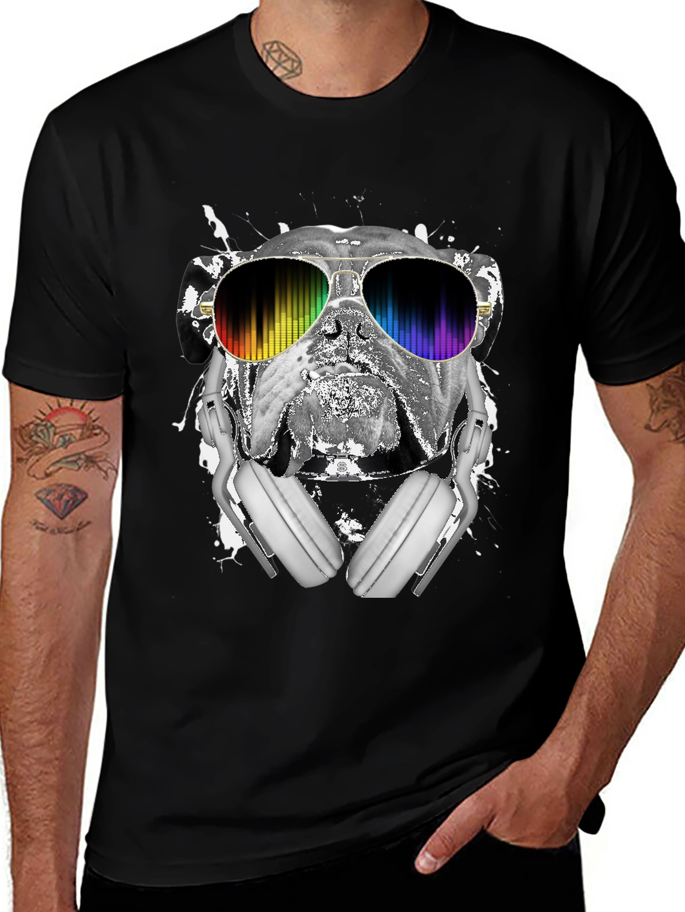 Variant 15 of Cool Bulldog DJ Graphic T-Shirt