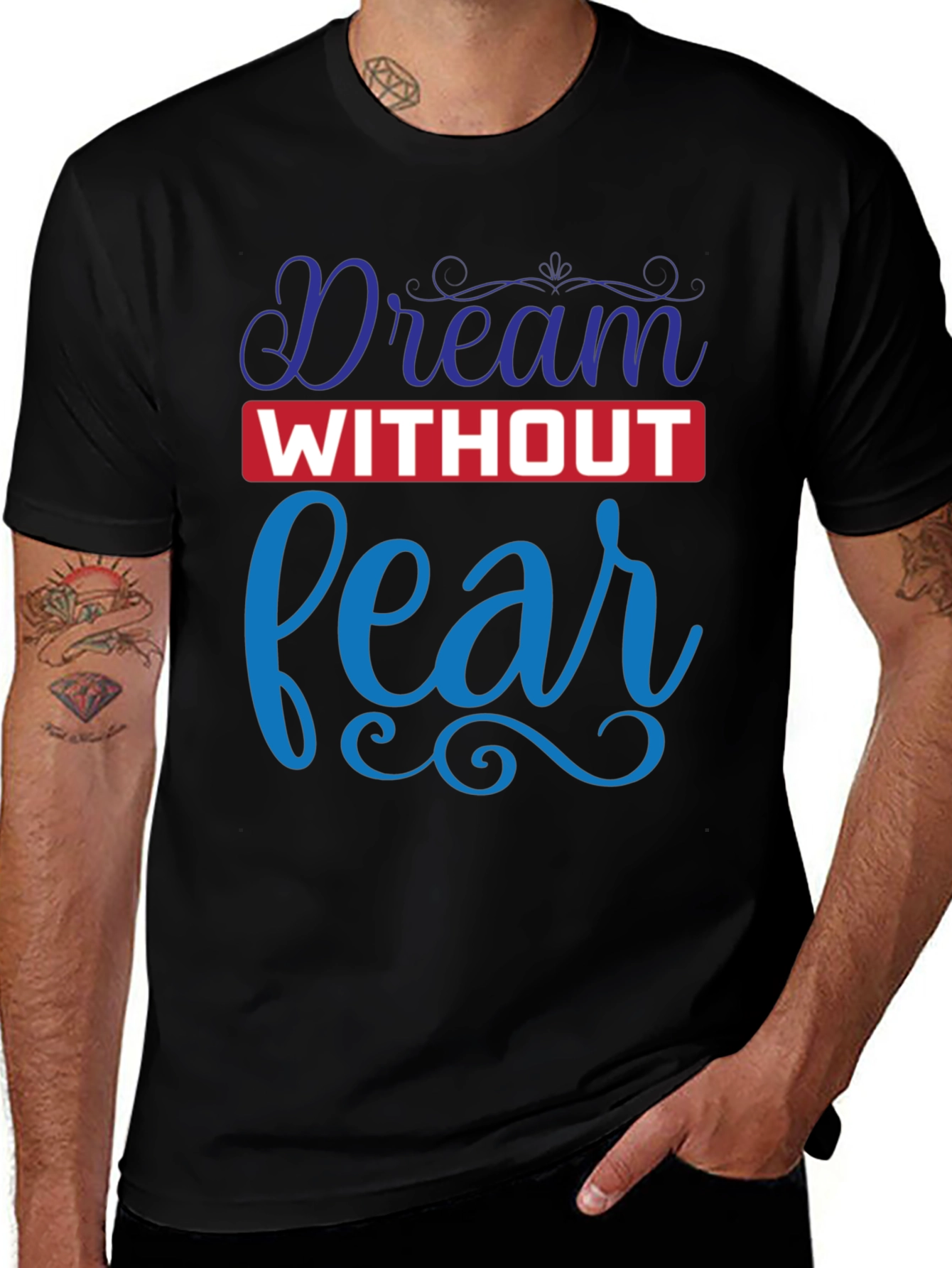Variant 14 of Dream Without Fear Black Graphic Tee
