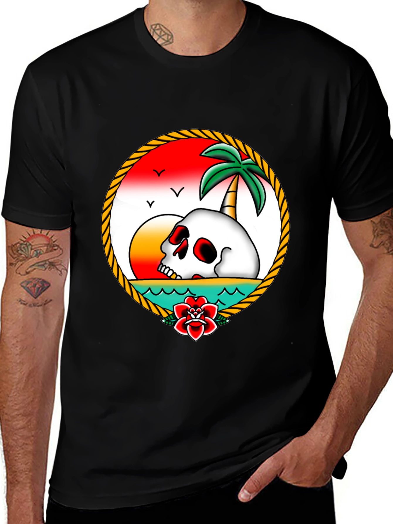 Variant 23 of Skull Island T-Shirt - Retro Tropical Design