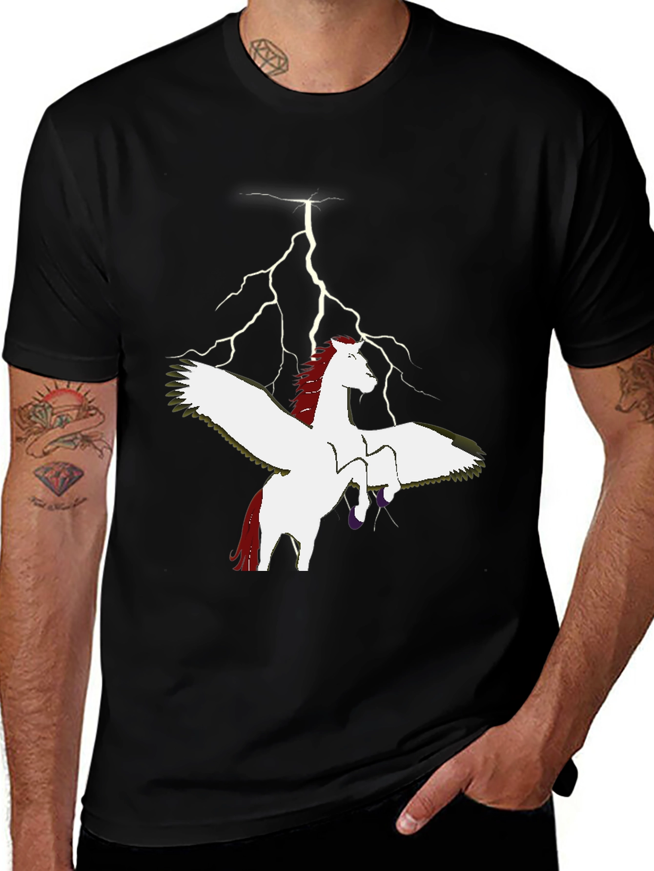 Variant 30 of Pegasus Lightning Bolt Graphic T-Shirt