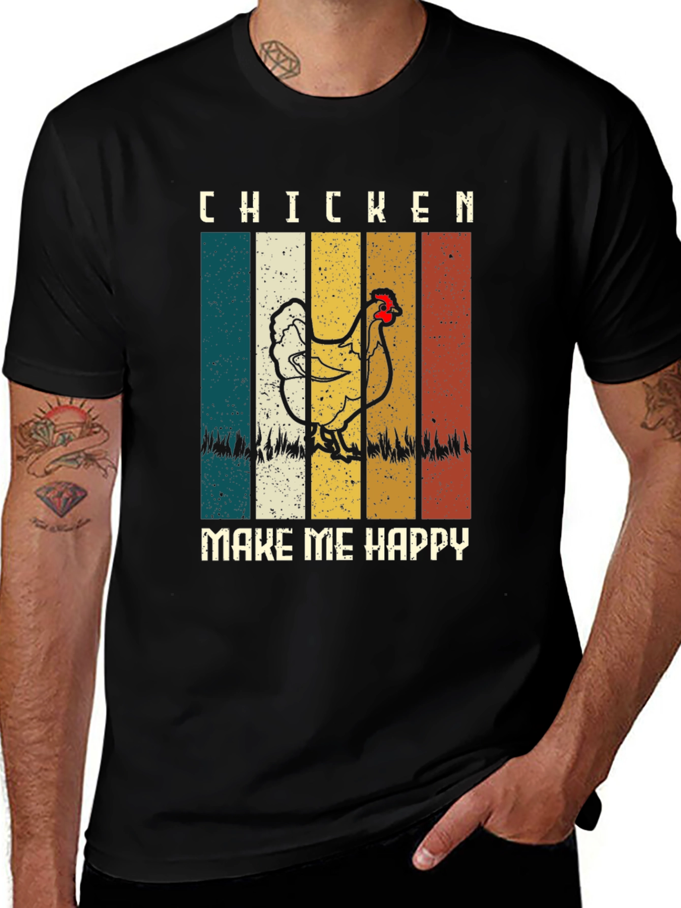 Variant 17 of Chicken Make Me Happy Retro T-Shirt