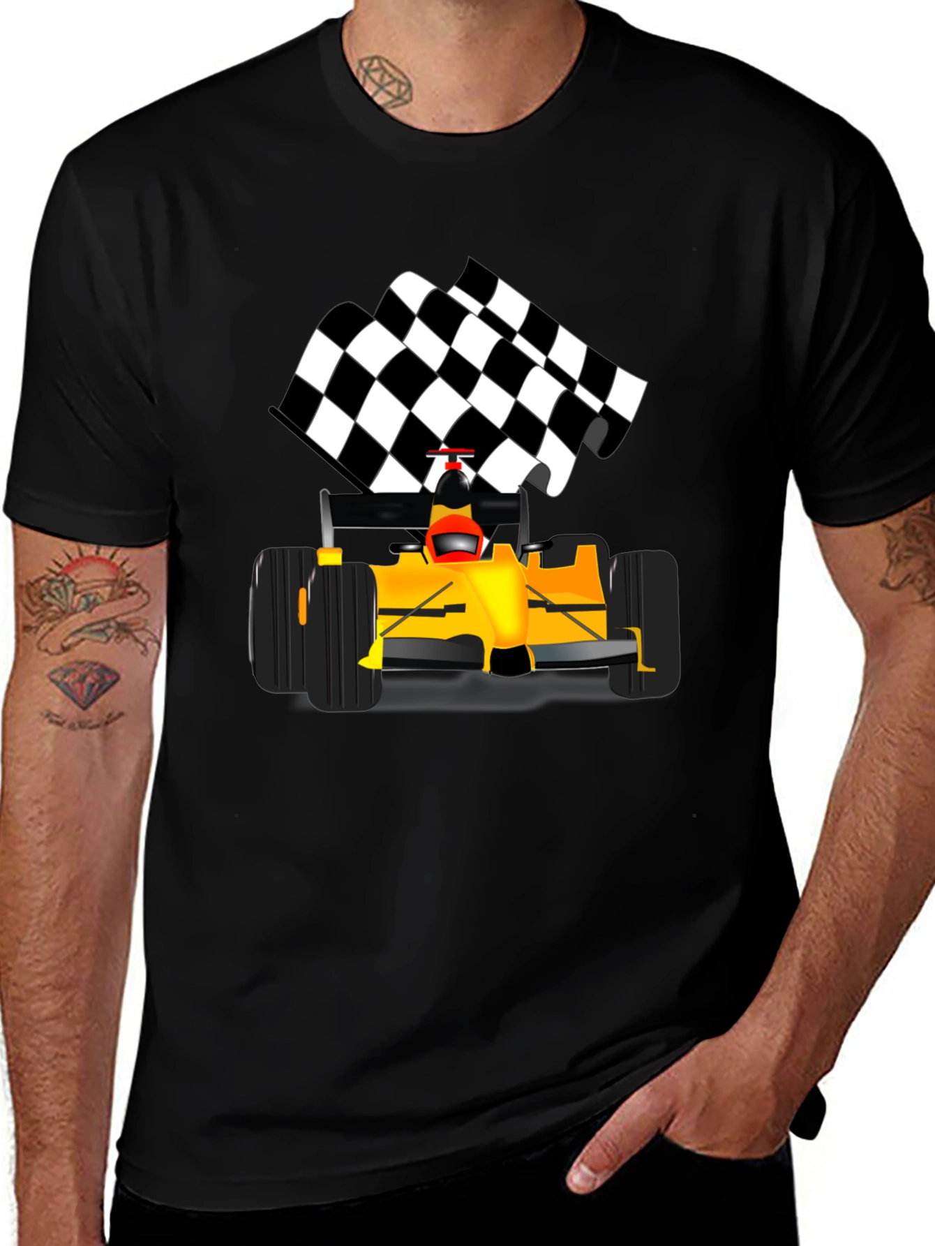 Black Formula Race Car T-Shirt main image