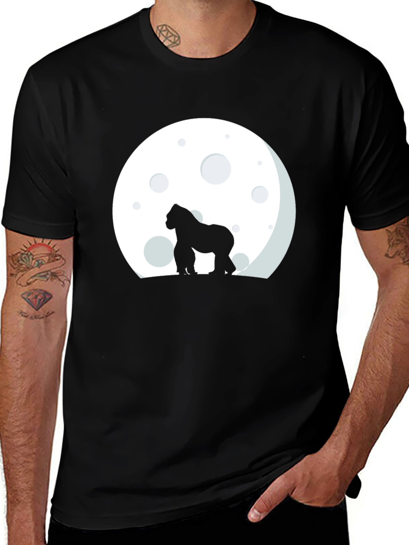 Variant 8 of Gorilla Moon Graphic Tee - Black T-Shirt