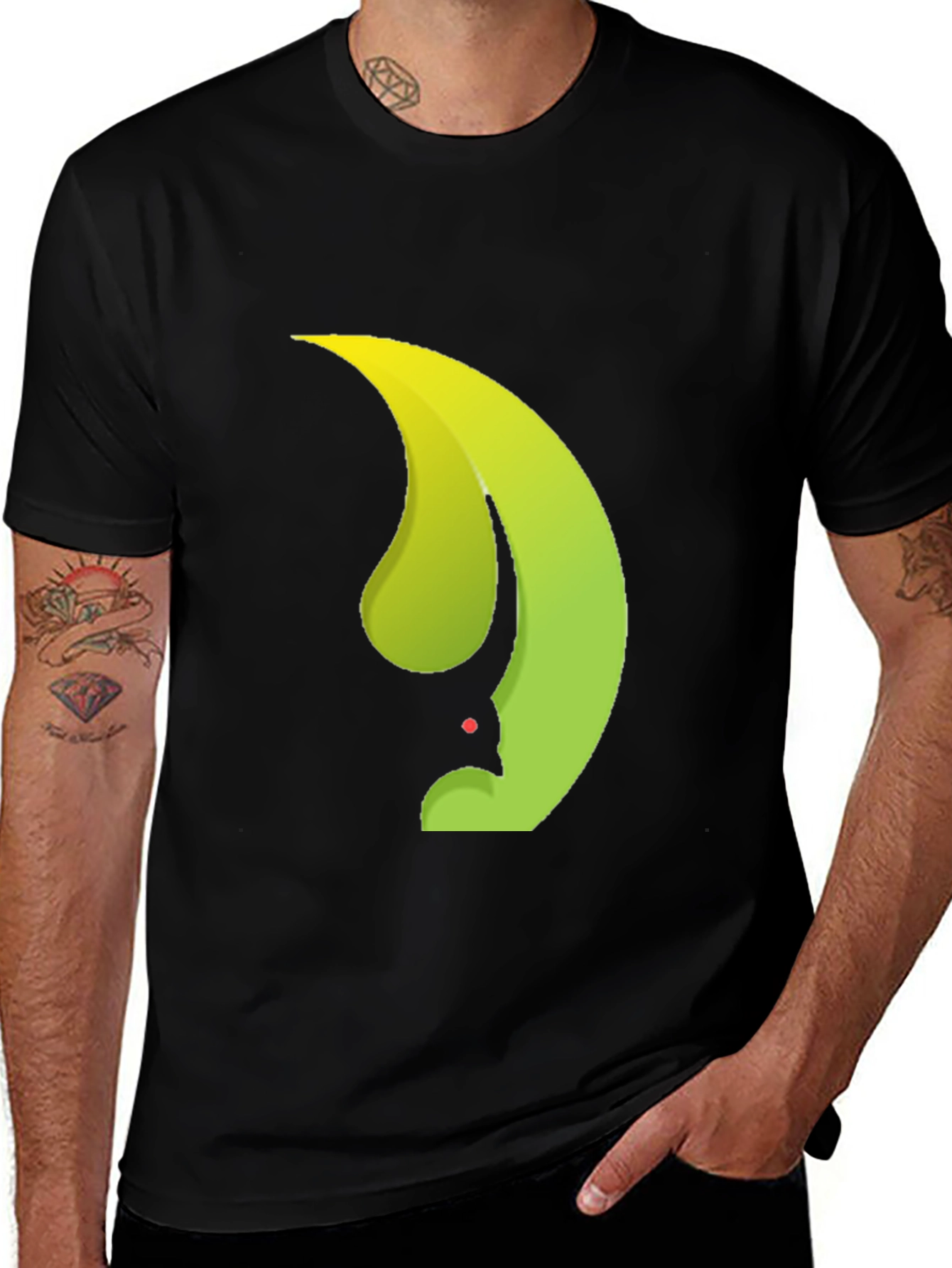 Black T-Shirt with Abstract Bird Logo