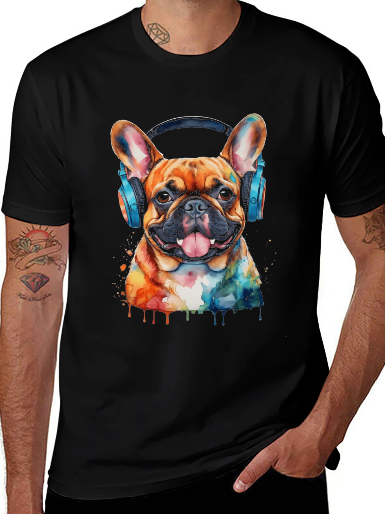 Variant 26 of Dog with Headphones Graphic Tee - Cool & Trendy