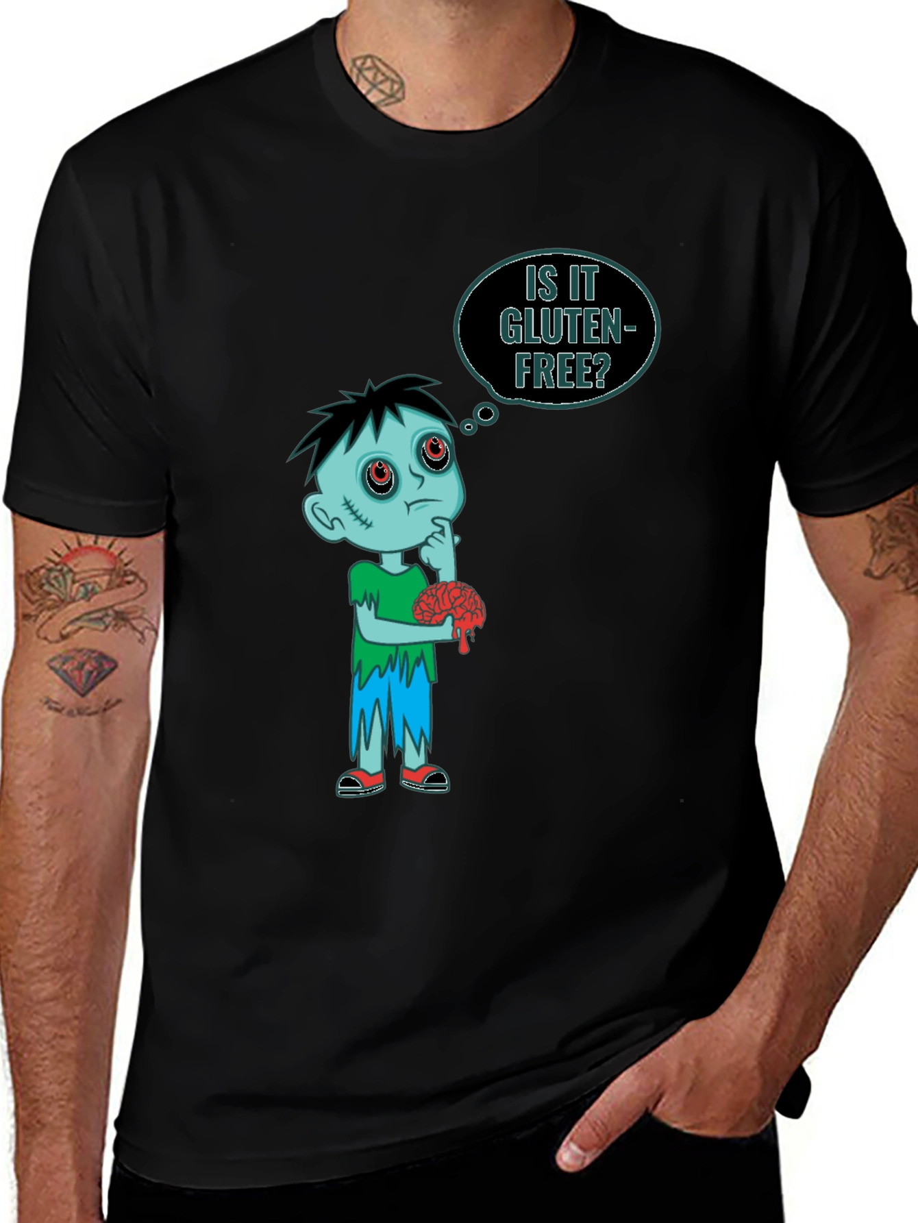 Variant 11 of Gluten-Free Zombie T-Shirt - Brain Food Humor