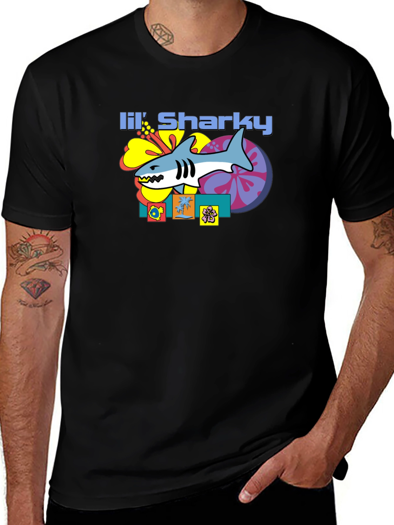 Variant 20 of Lil' Sharky Graphic T-Shirt - Retro Style