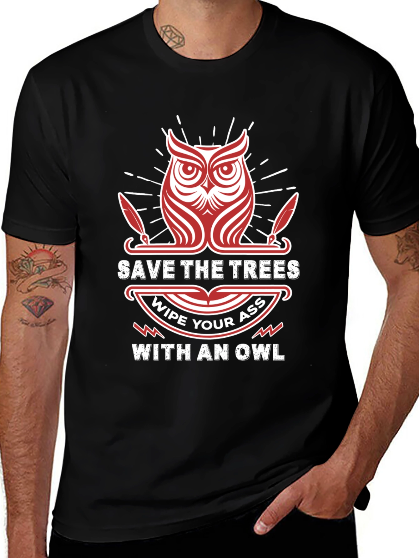 Variant 9 of Save the Trees Wipe Your Ass with an Owl T-Shirt