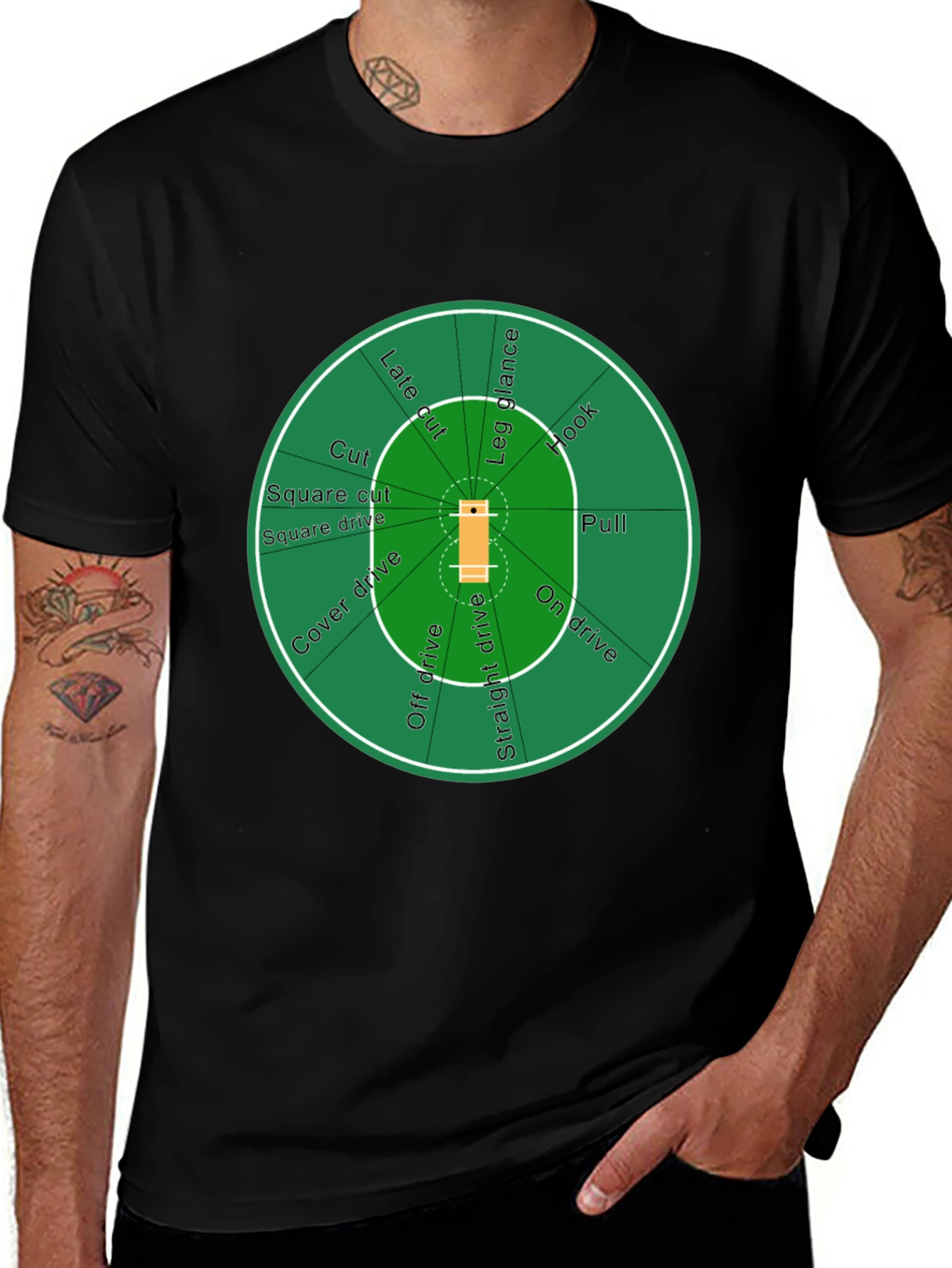 Variant 19 of Cricket Field T-Shirt - Black Cotton Tee