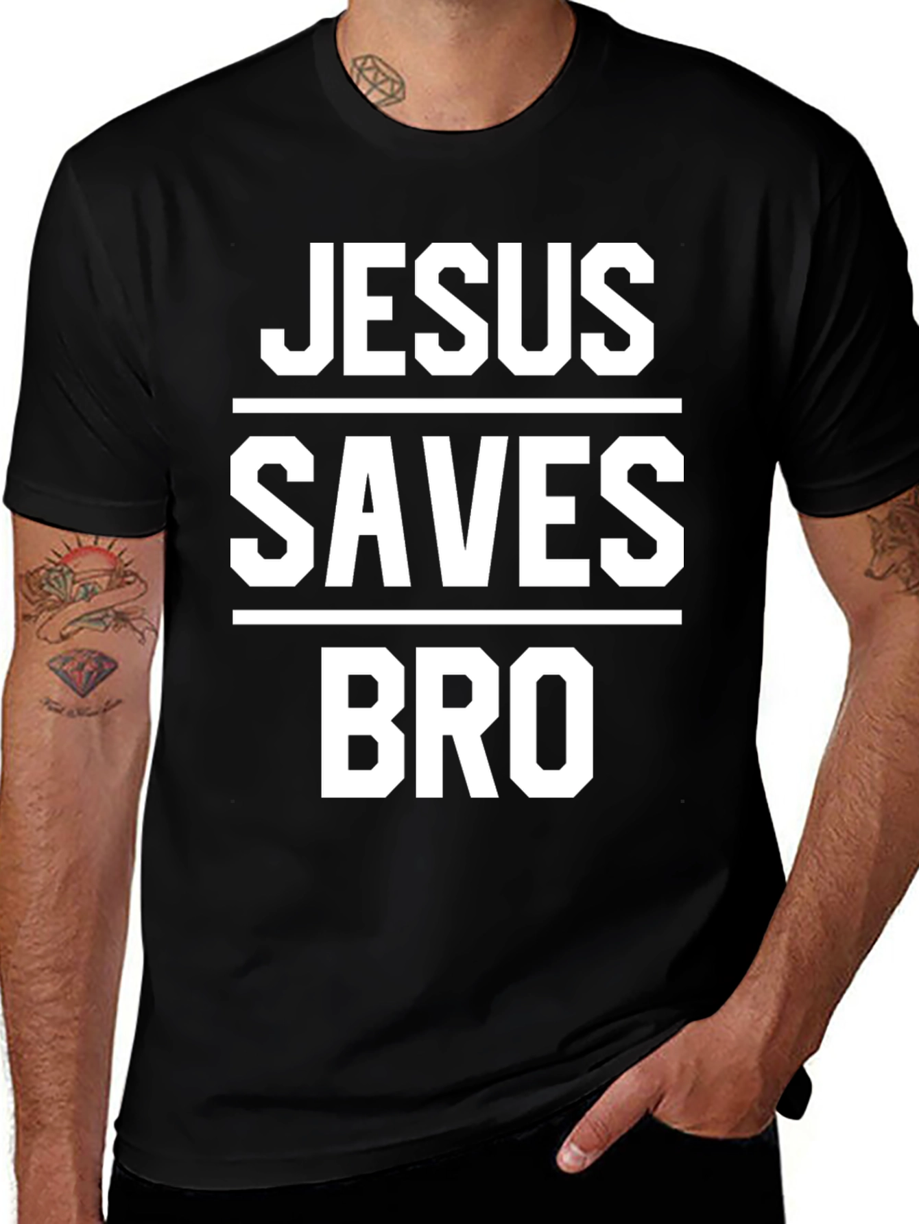 Variant 7 of Jesus Saves Bro Black T-Shirt