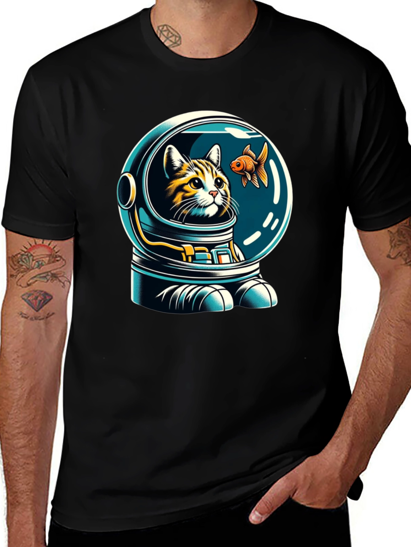 Variant 26 of Astronaut Cat T-Shirt - Space Adventure Tee