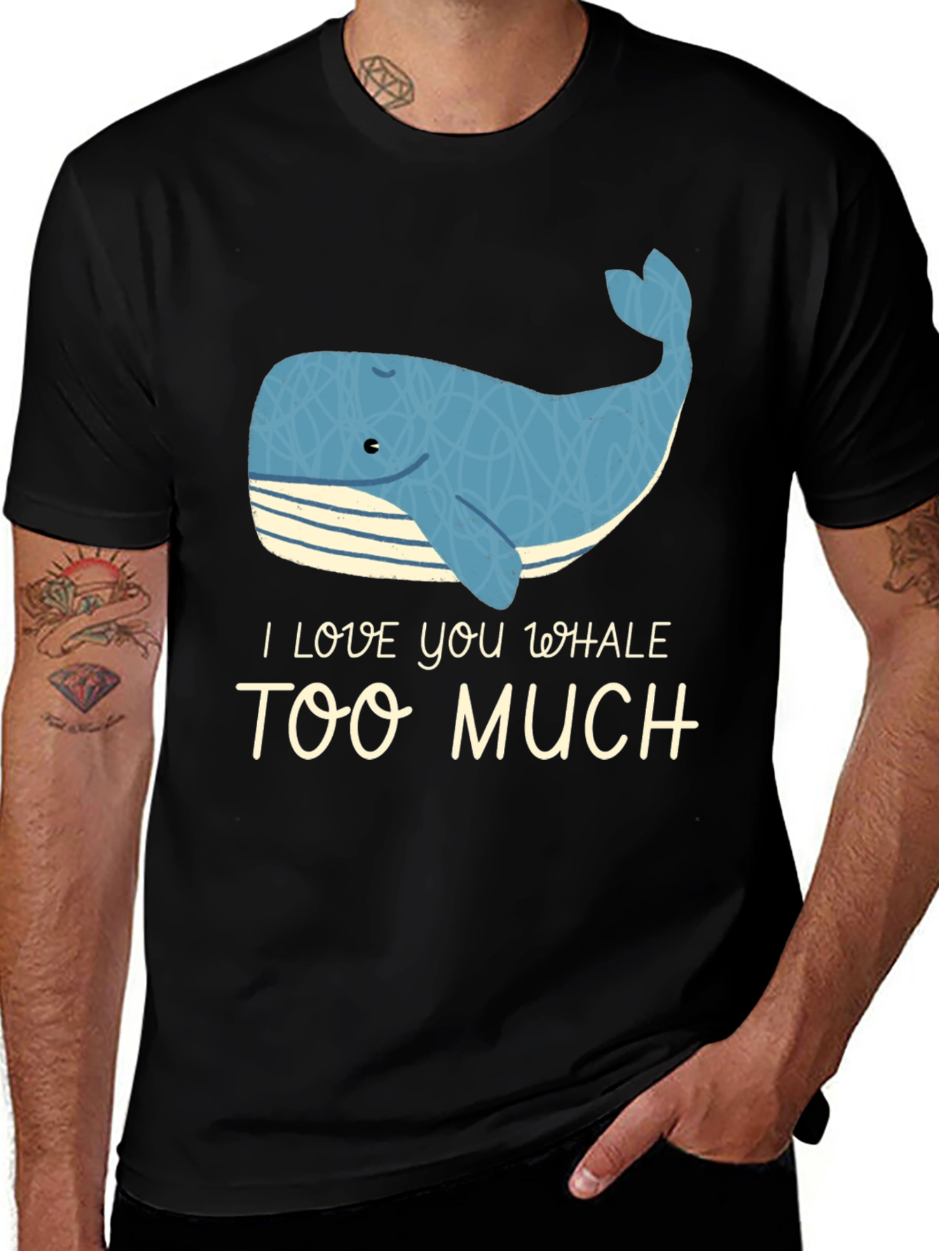 Variant 9 of I Love You Whale Too Much - Novelty Graphic T-Shirt